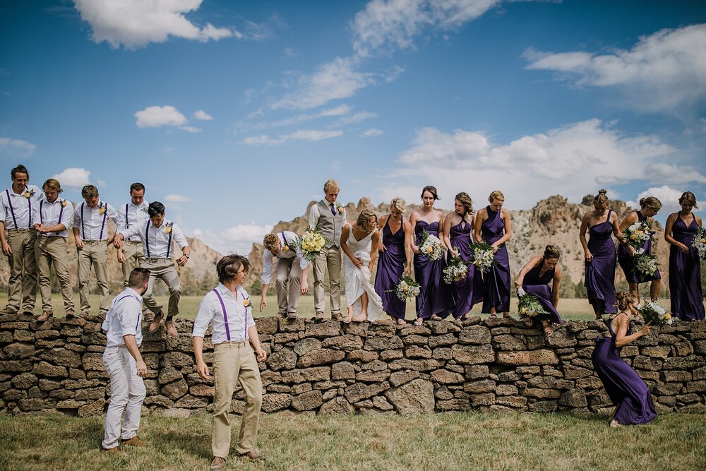 bridal party at smith rock state park, mt hood elopement, mt hood national forest, smith rock state park wedding, smith rock state park hiking elopement, terrebonne oregon backyard wedding