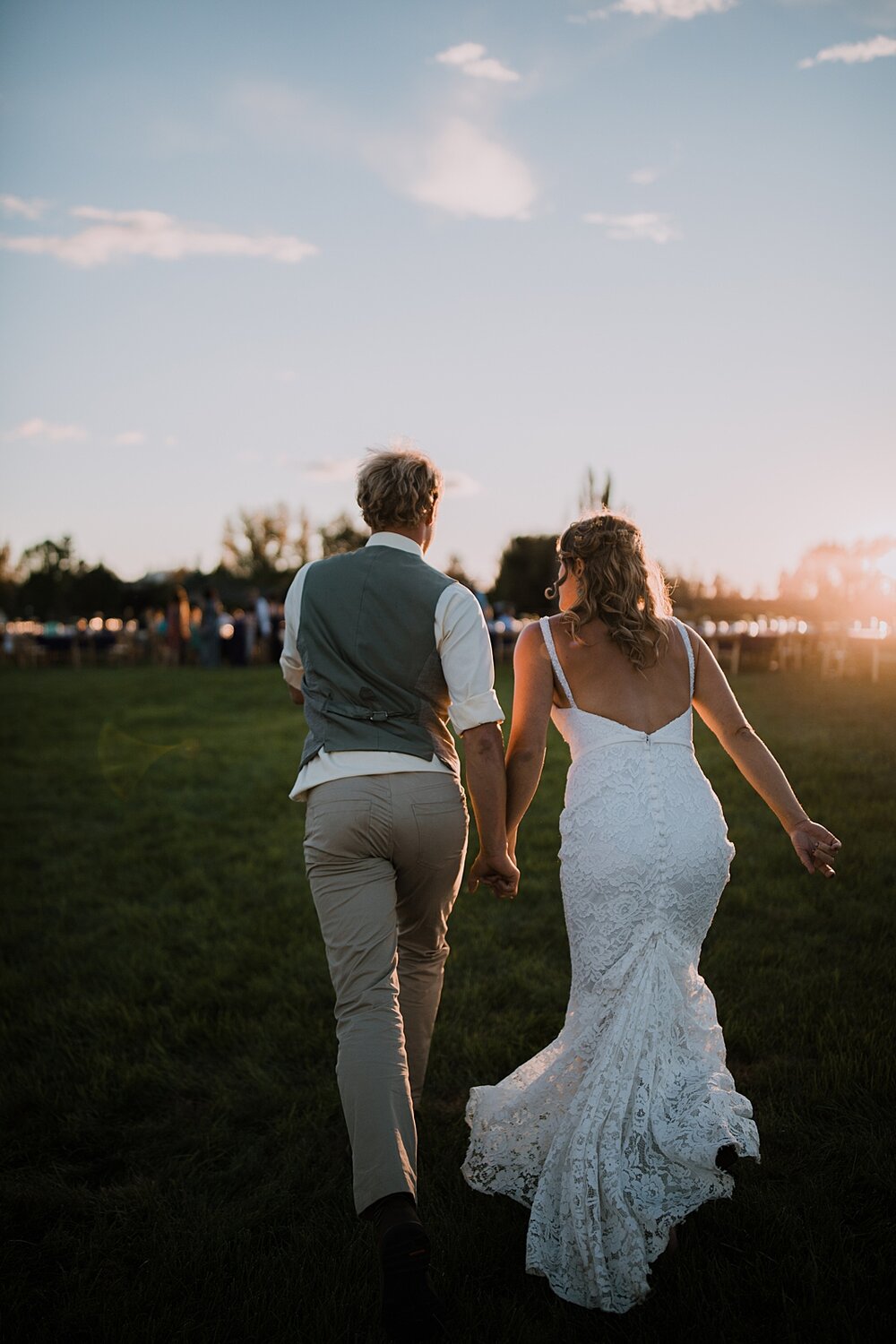 bride and groom hiking at sunset, mt hood elopement, mt hood national forest, smith rock state park wedding, smith rock state park hiking elopement, terrebonne oregon backyard wedding