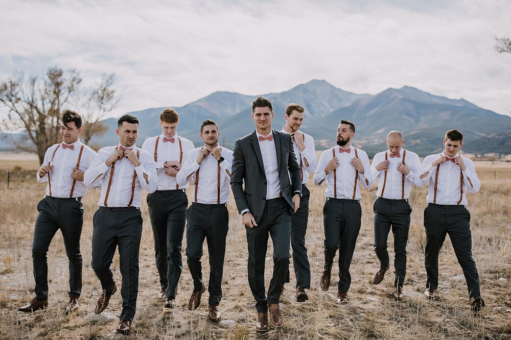 groom and groomsmen, wedding reception, the barn at sunset ranch in buena vista co, buena vista colorado wedding, the barn at sunset ranch wedding, buena vista colorado wood barn wedding venue