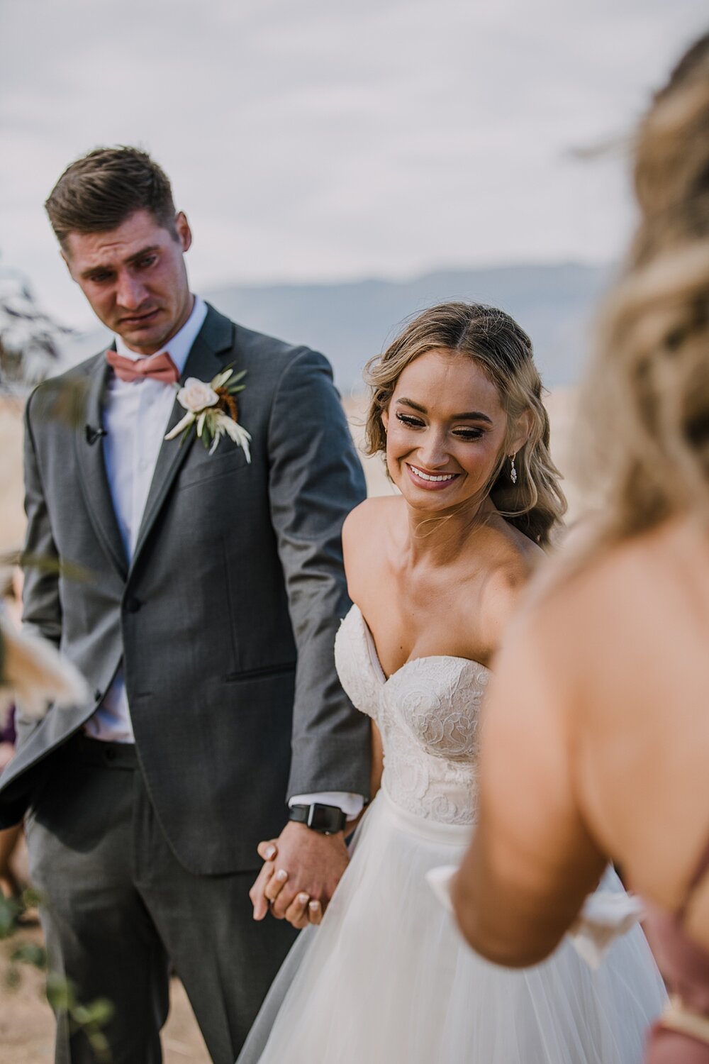 wedding ceremony, bride and groom at the alter, the barn at sunset ranch in buena vista co, buena vista colorado wedding, the barn at sunset ranch wedding, buena vista colorado wedding venue