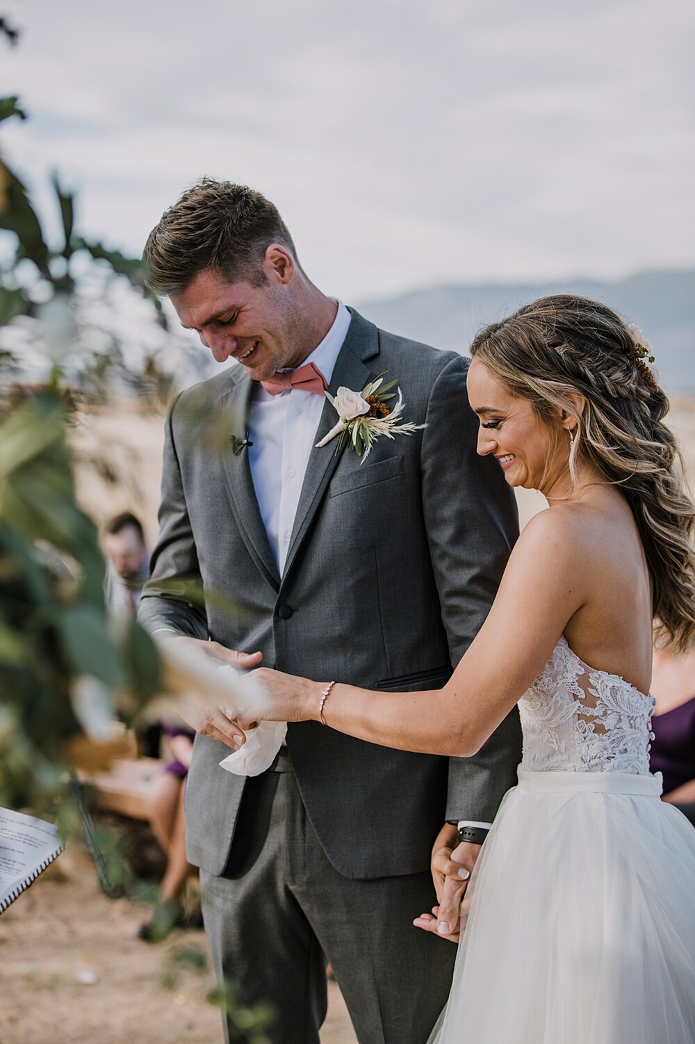 wedding ceremony, bride and groom at the alter, the barn at sunset ranch in buena vista co, buena vista colorado wedding, the barn at sunset ranch wedding, buena vista colorado wedding venue