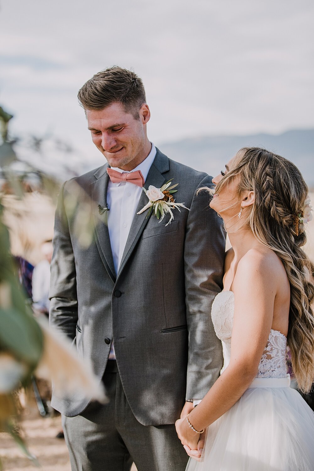 wedding ceremony, bride and groom at the alter, the barn at sunset ranch in buena vista co, buena vista colorado wedding, the barn at sunset ranch wedding, buena vista colorado wedding venue