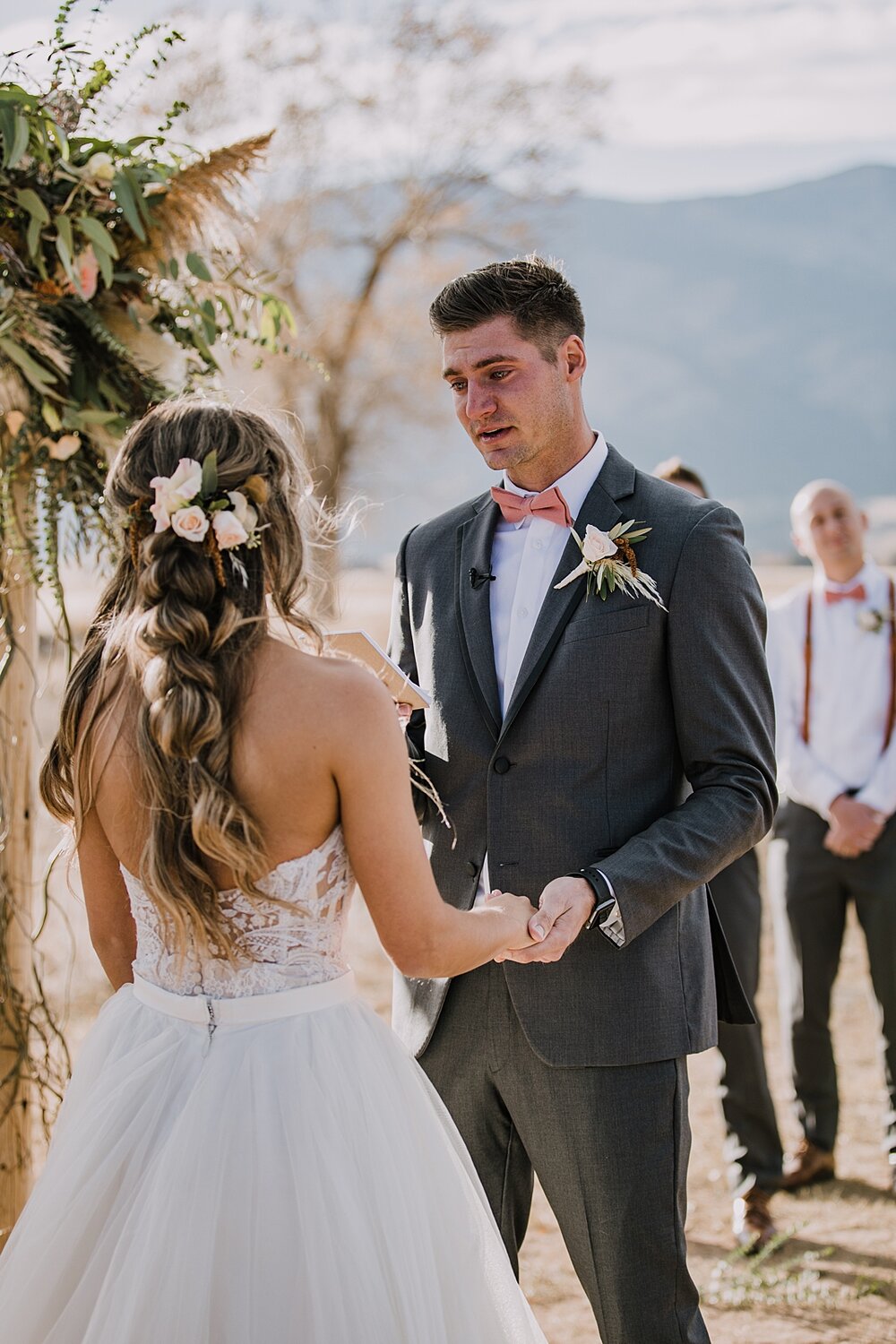 wedding ceremony, bride and groom personal vows, the barn at sunset ranch in buena vista co, buena vista colorado wedding, the barn at sunset ranch wedding, buena vista colorado wedding venue