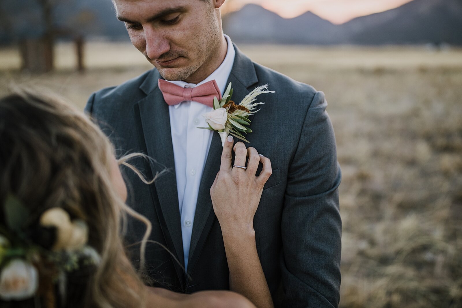 grooms boutonnière, alpine glow on mt princeton, the barn at sunset ranch in buena vista co, buena vista colorado wedding, the barn at sunset ranch wedding, buena vista colorado wedding venue