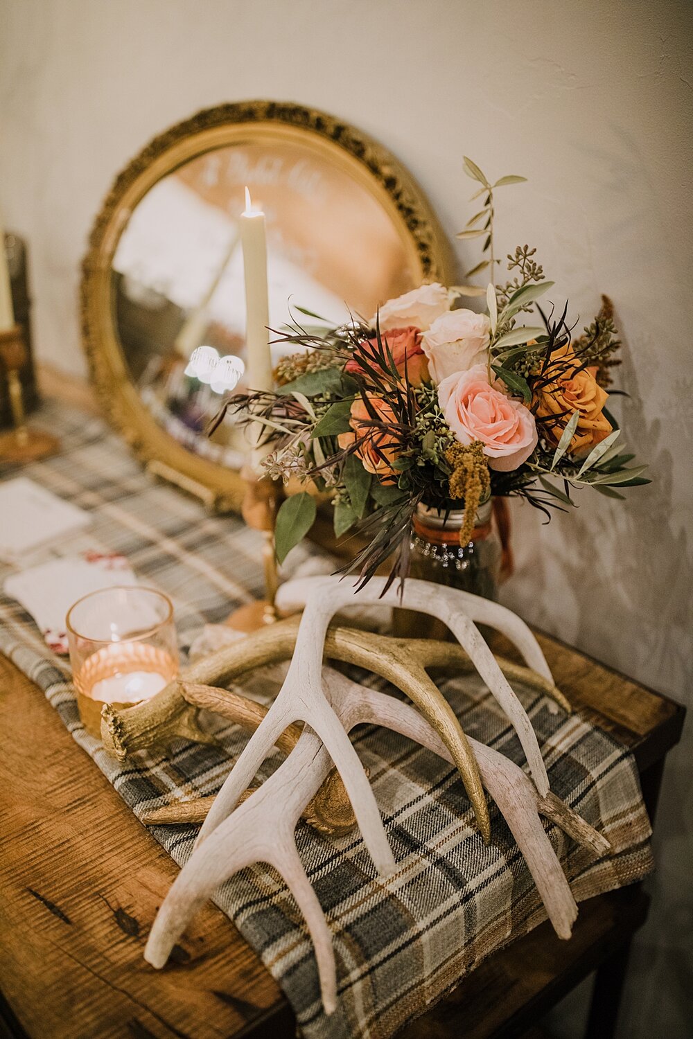 antler wedding decor, wedding dinner tables, the barn at sunset ranch in buena vista co, buena vista colorado wedding, the barn at sunset ranch wedding, buena vista colorado wedding venue