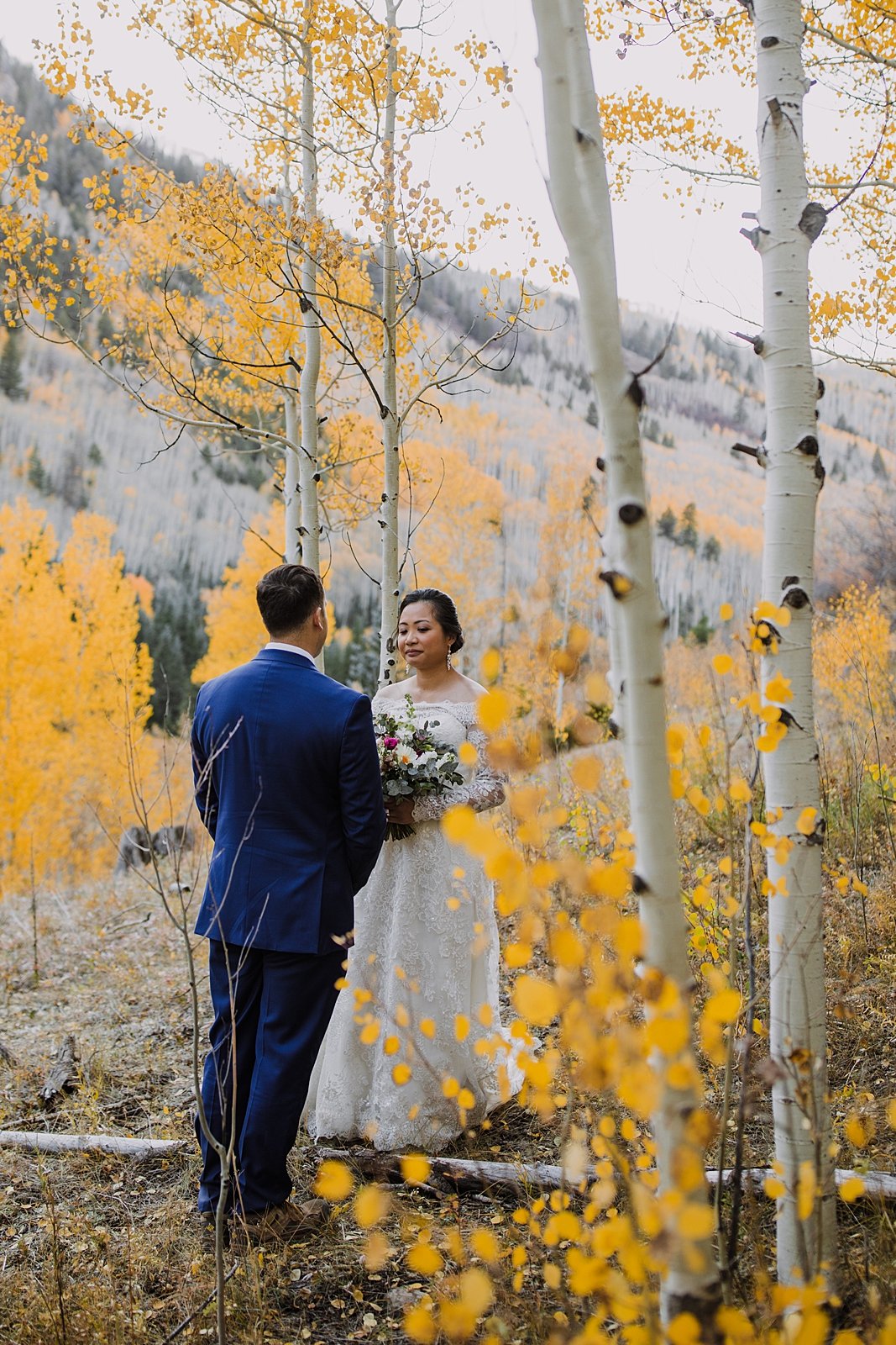 bride and groom elopement vows, ames colorado mountain elopement, san juan mountain elopement, rocky mountain range elopement, southern colorado hiking elopement