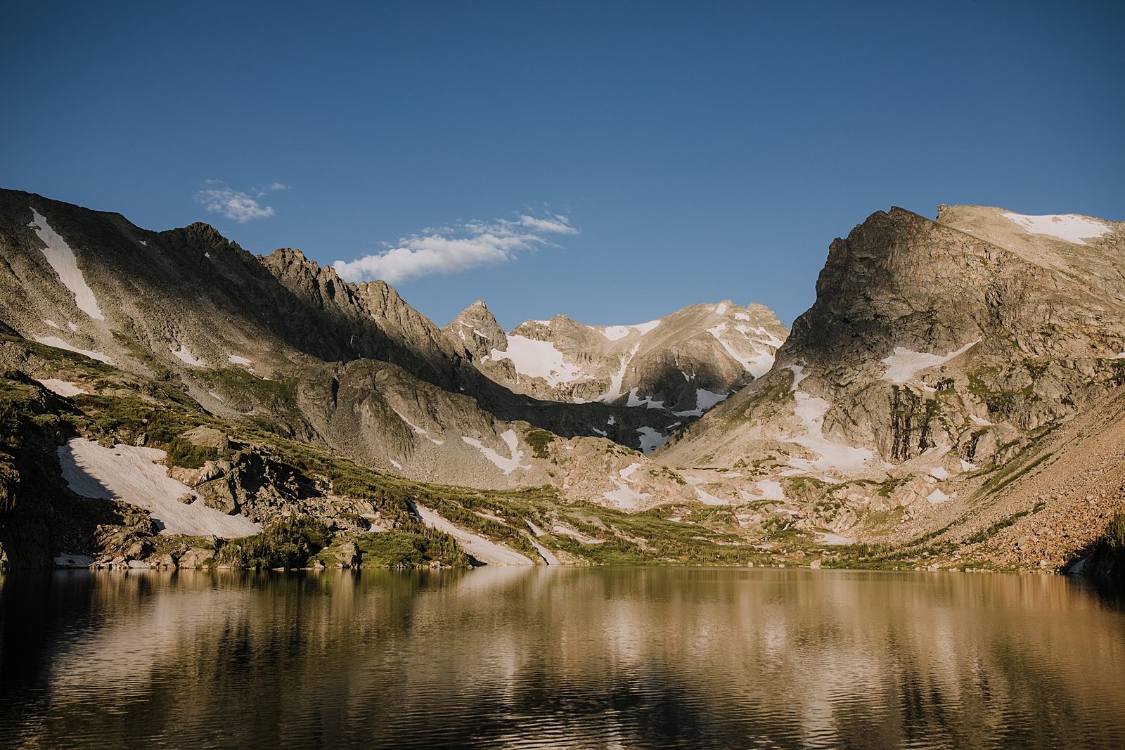 lake isabelle reflection panorama, bluebird colorado day, front range mountain peaks, shoshoni peak at sunrise, shoshoni peak over lake isabelle, indian peaks wilderness panorama