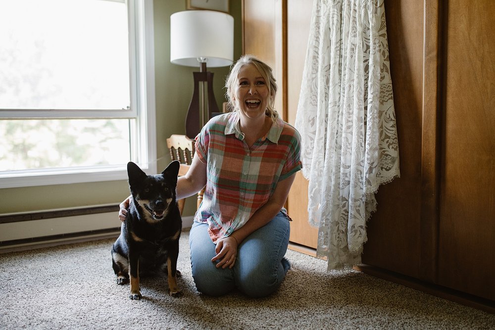 bride and her dog getting ready, wedding getting ready details, wedding best dog, silverthorne colorado wedding, silverthorne colorado wedding photographer