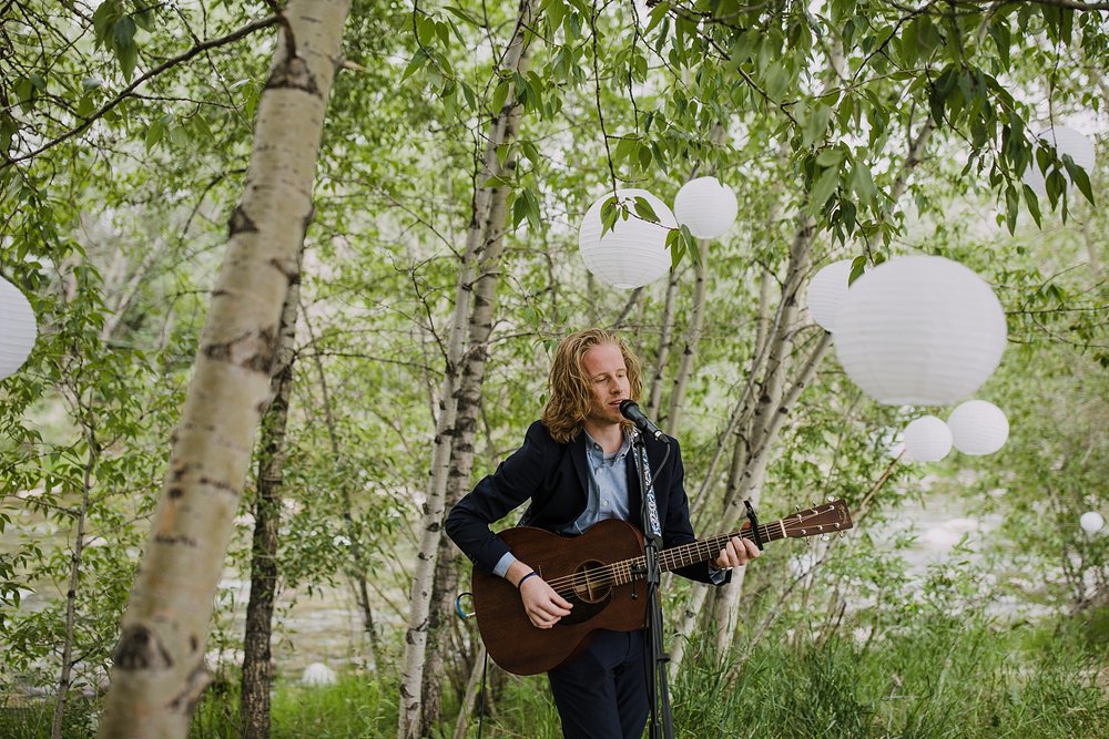 james freeborn playing guitar for wedding ceremony, jackson hole wedding, grand teton national park wedding, jackson lake lodge wedding, wyoming wedding photographer, jackson hole wedding photographer