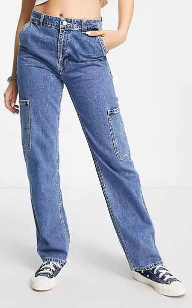 Monki blend cargo jeans in blue