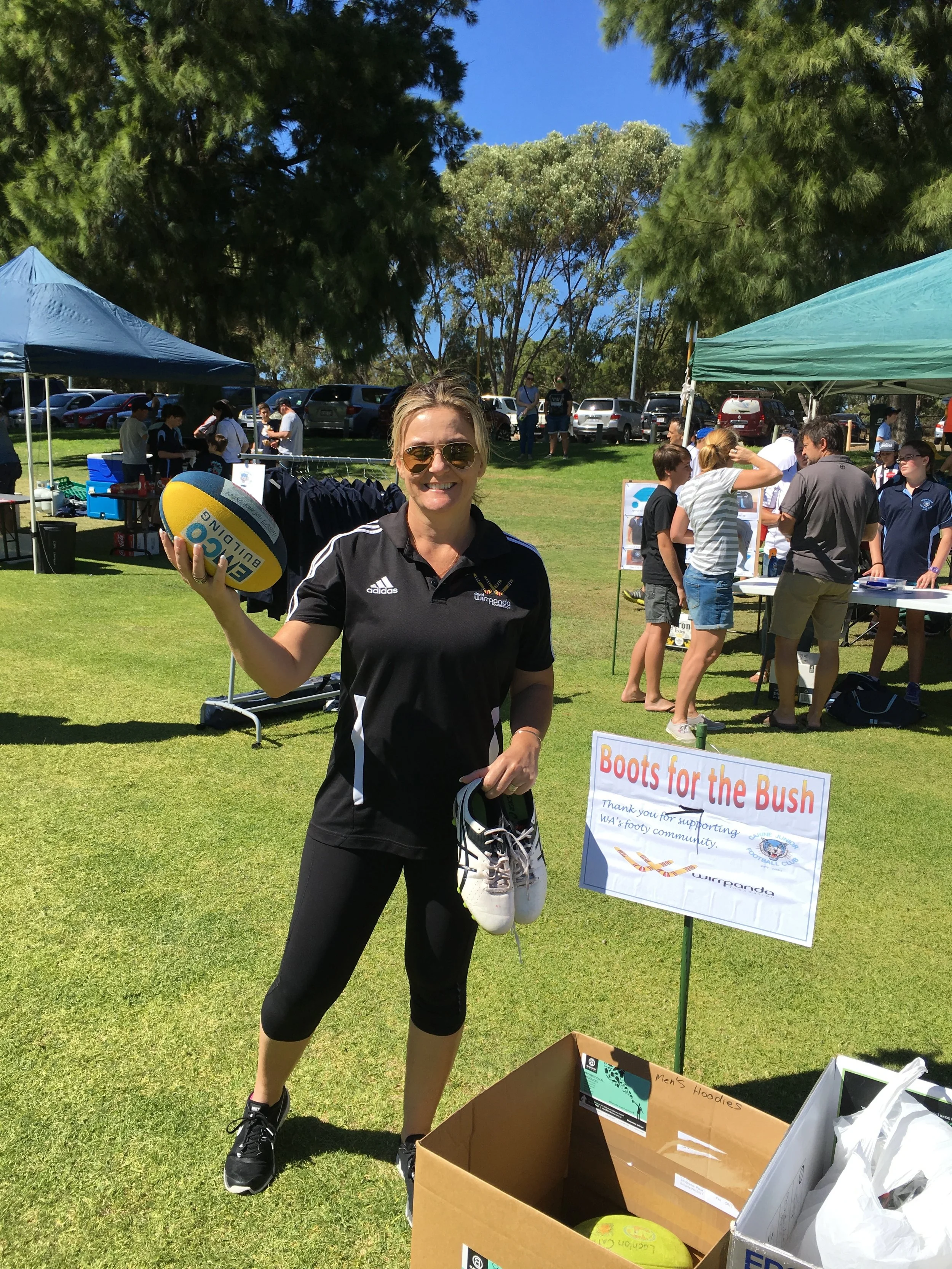 Karen from the Wiirpanda Foundation came to say thanks for our old footy boots