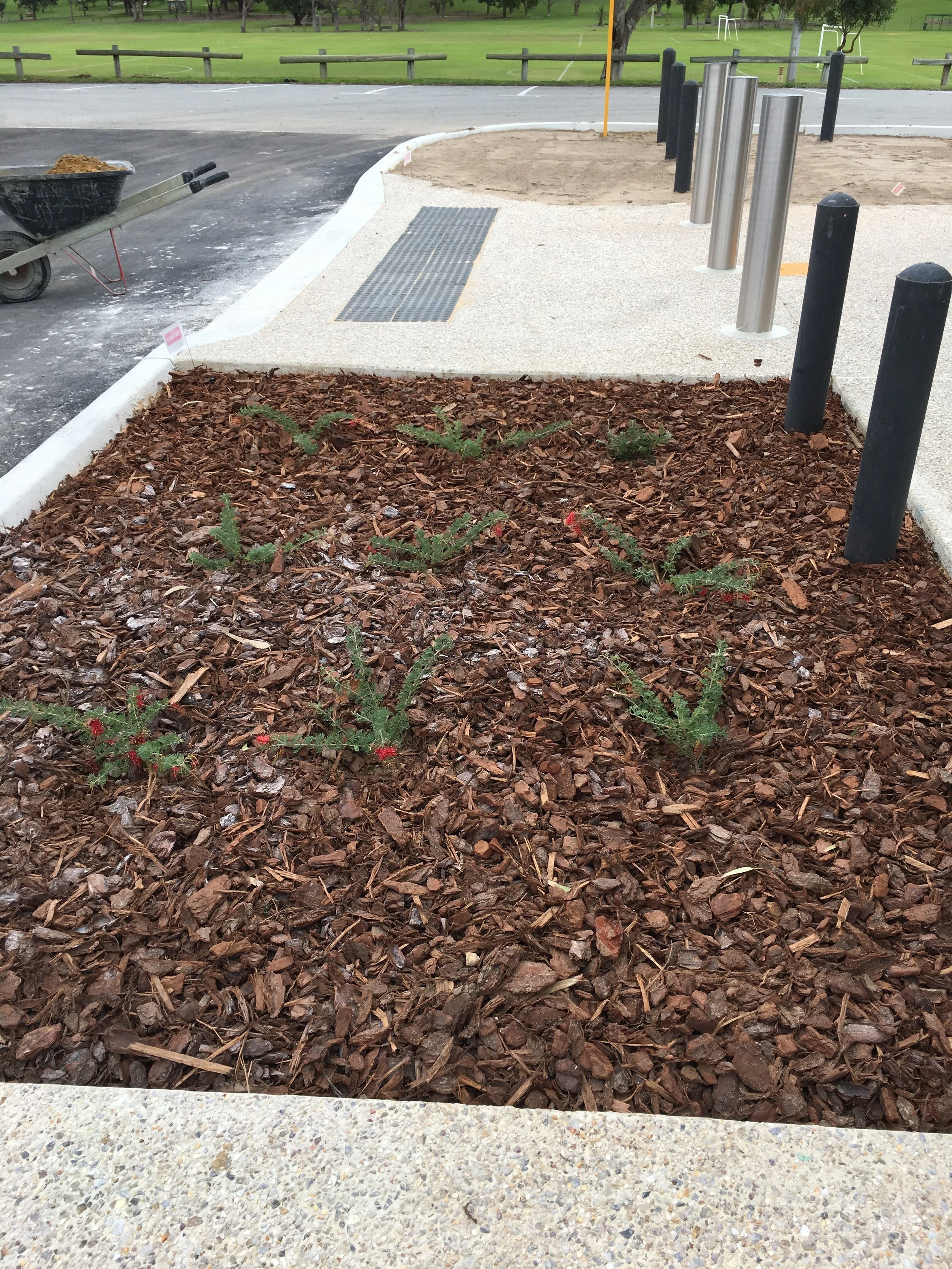 Landscaping is being completed, including turf on the eastern side