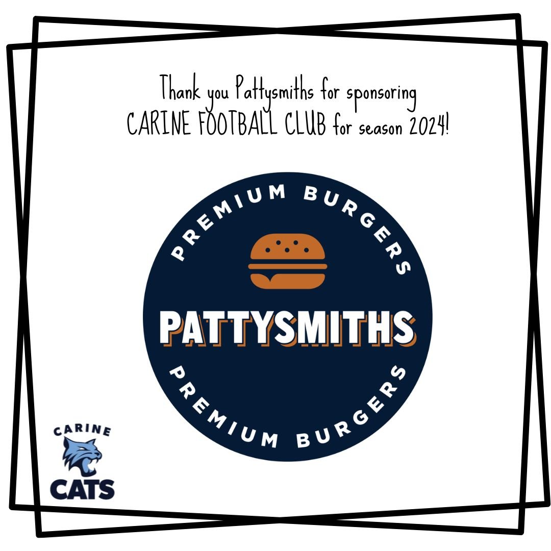 Big Shoutout to Pattysmiths for being our proud sponsor in 2024! Your commitment to supporting our Club is greatly appreciated. Let&rsquo;s make 2024 a season to remember!
https://www.carinefooty.com.au/sponsors