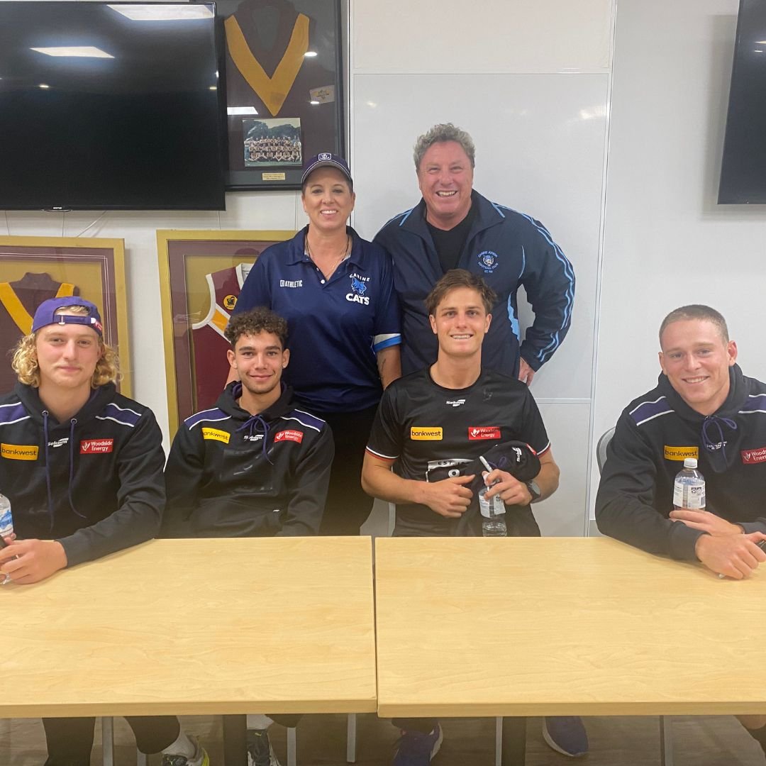 REPOST... What an incredible afternoon at Carine Junior Football Club! We were honoured to welcome four Fremantle Dockers players to our training session this afternoon. Matthew Johnson, Neil Erasmus, Jack Delean, and Conrad Williams spent time with 