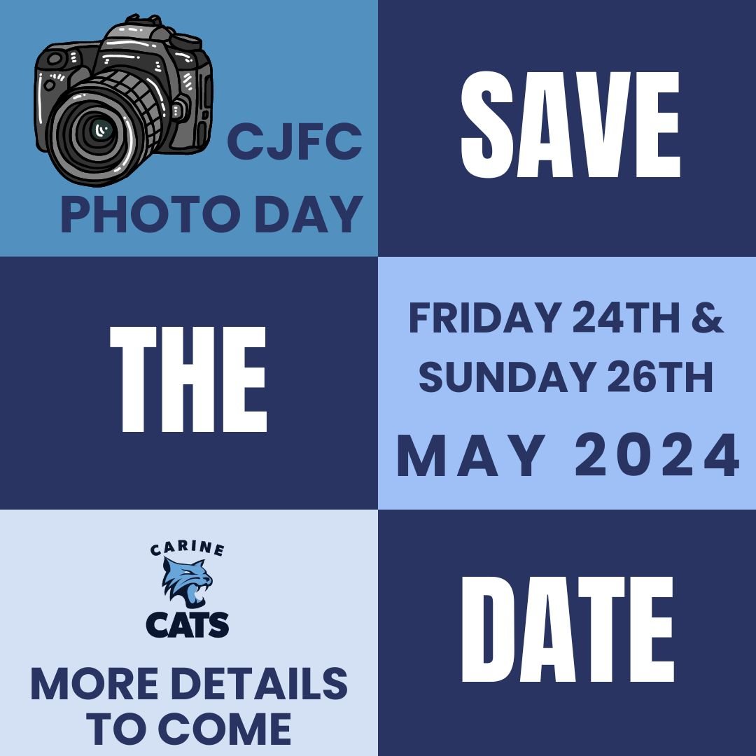 SAVE THE DATE for team photos. Round 5 - Friday 24th May, Sunday 26th May. This includes Auskick. A detailed timing sheet will come out closer to the day.