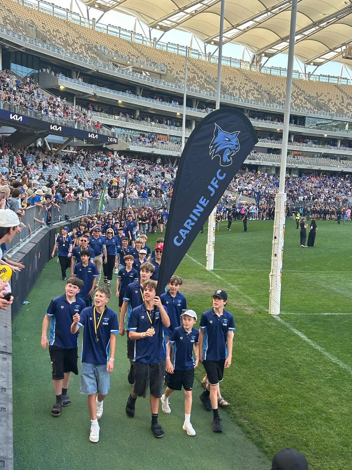 🏆 Victory Lap! 🏆 Y07 Blue &amp; Y08 Blue got to take part in the WAFL Grand Final Parade at Optus Stadium last weekend to celebrate their Grand Final victories. A fitting conclusion to their efforts this season!