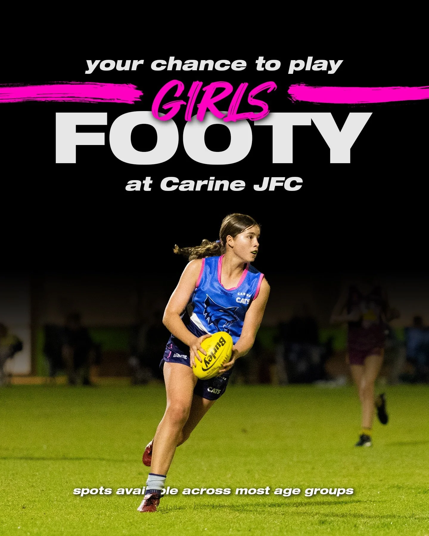 At Carine JFC, our girls program is built on fun, fitness, friendship, and footy. We have teams in every age group and foster an all-girls training environment that builds connection, confidence, and strong role models across the club.

Our positive 