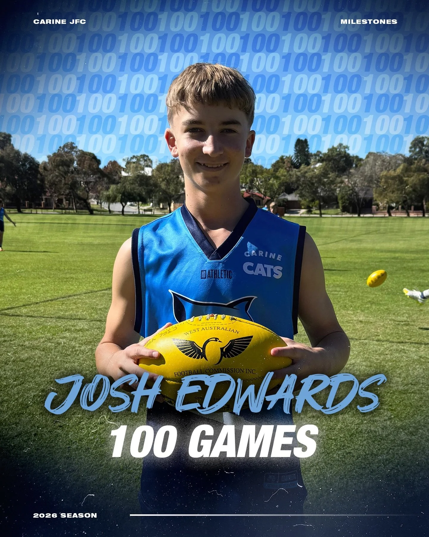 Josh Edwards with the 100 game milestone in Round 3! Well done, Josh! 1️⃣0️⃣0️⃣