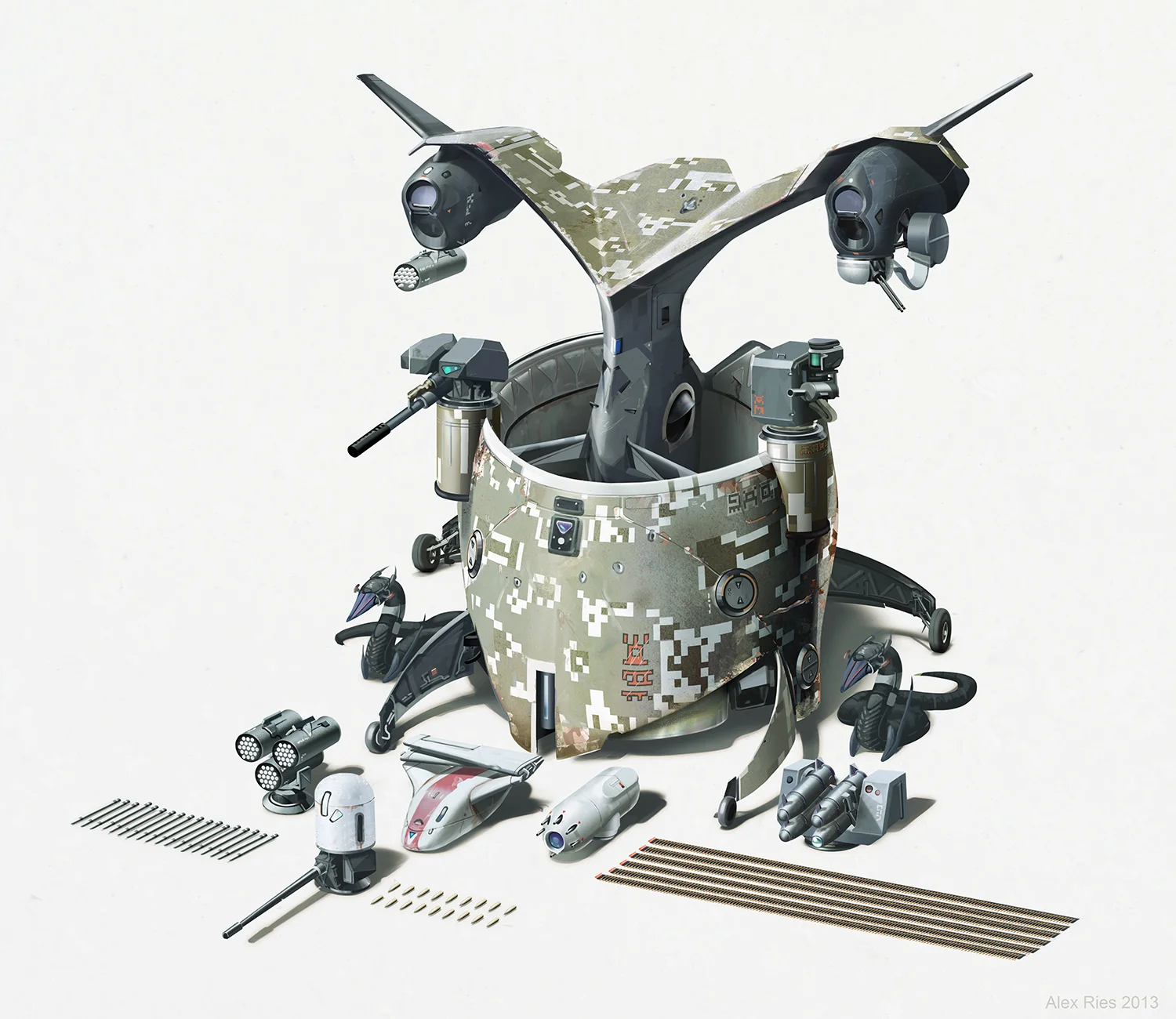 Alien coleopter with armaments