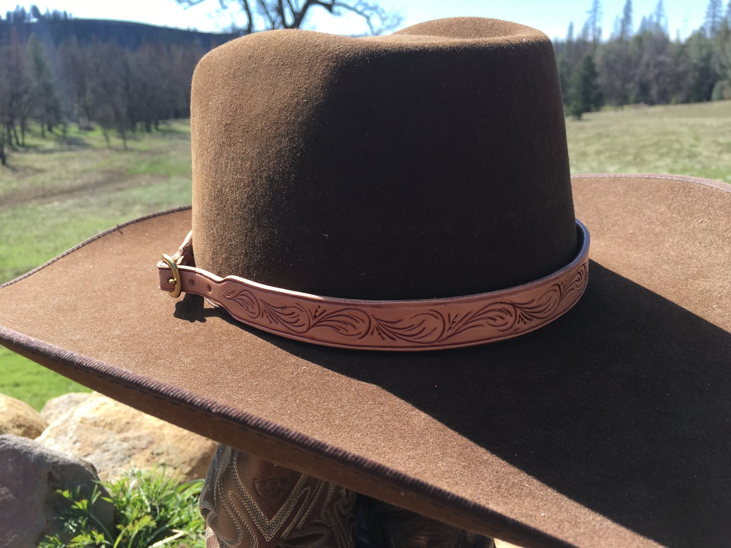 Embossed Leather Hat Band