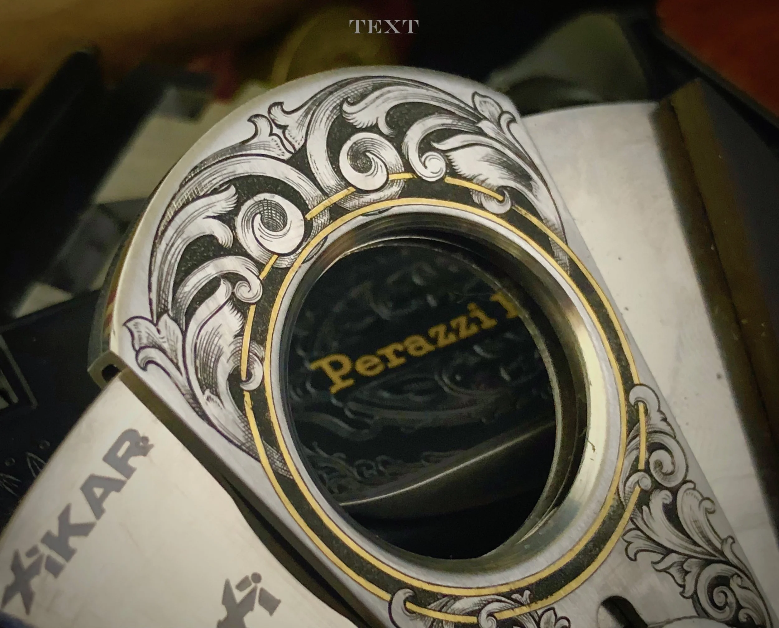 Engraved Scrollwork on Cigar Cutter
