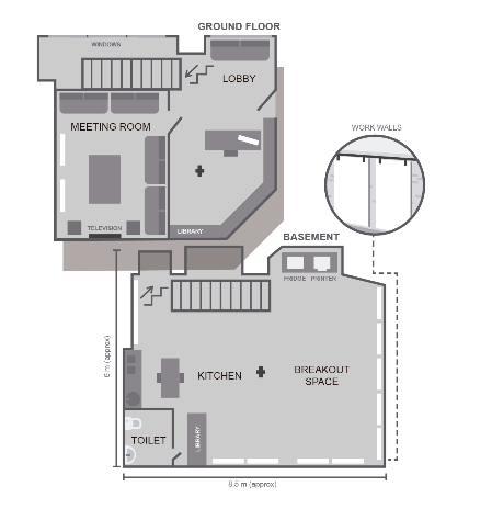 The IA Studio is comprised of a 30sqm ground floor and a well-lit 60sqm basement.