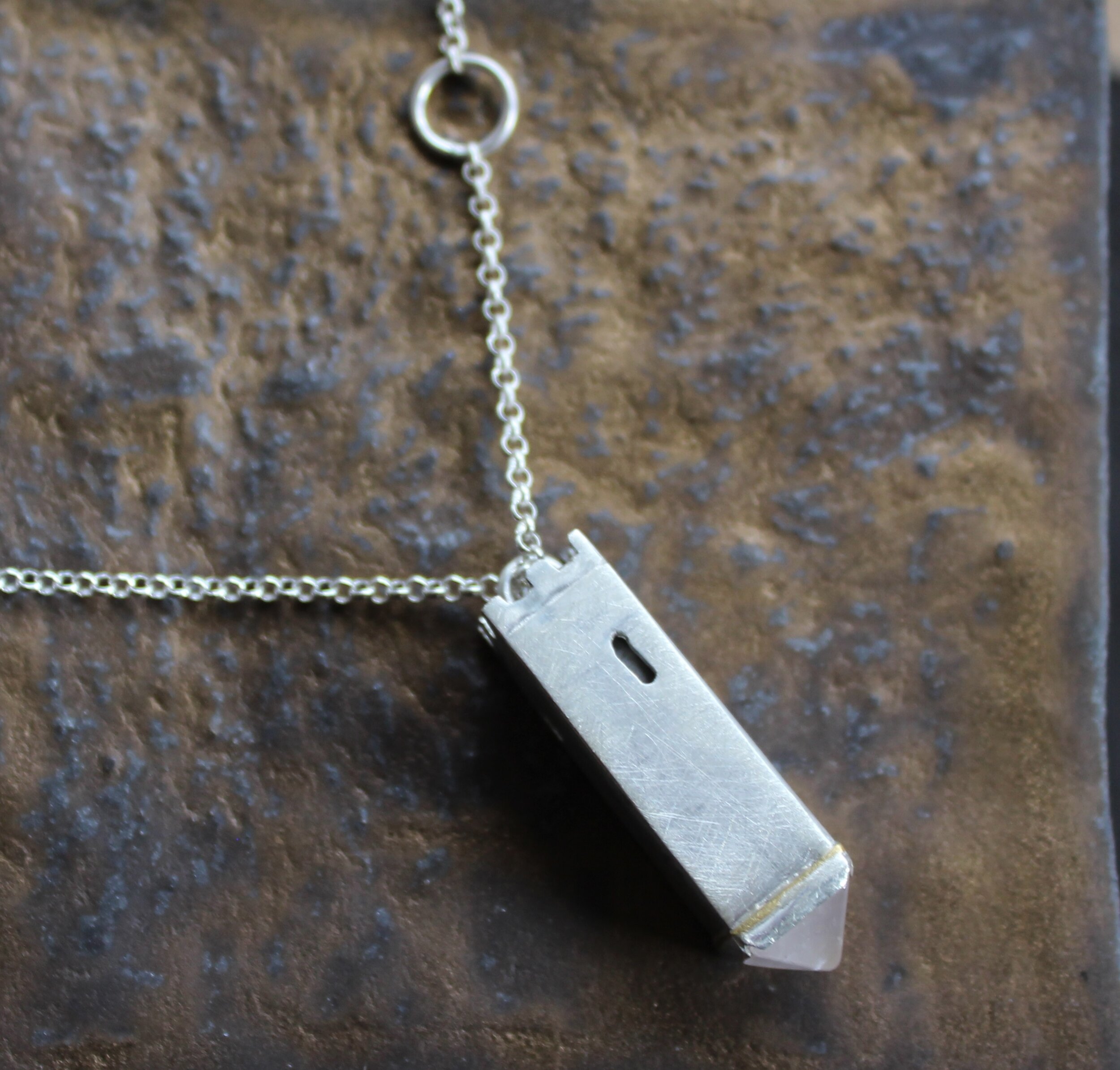 Square Rose Quartz Tower Pendant