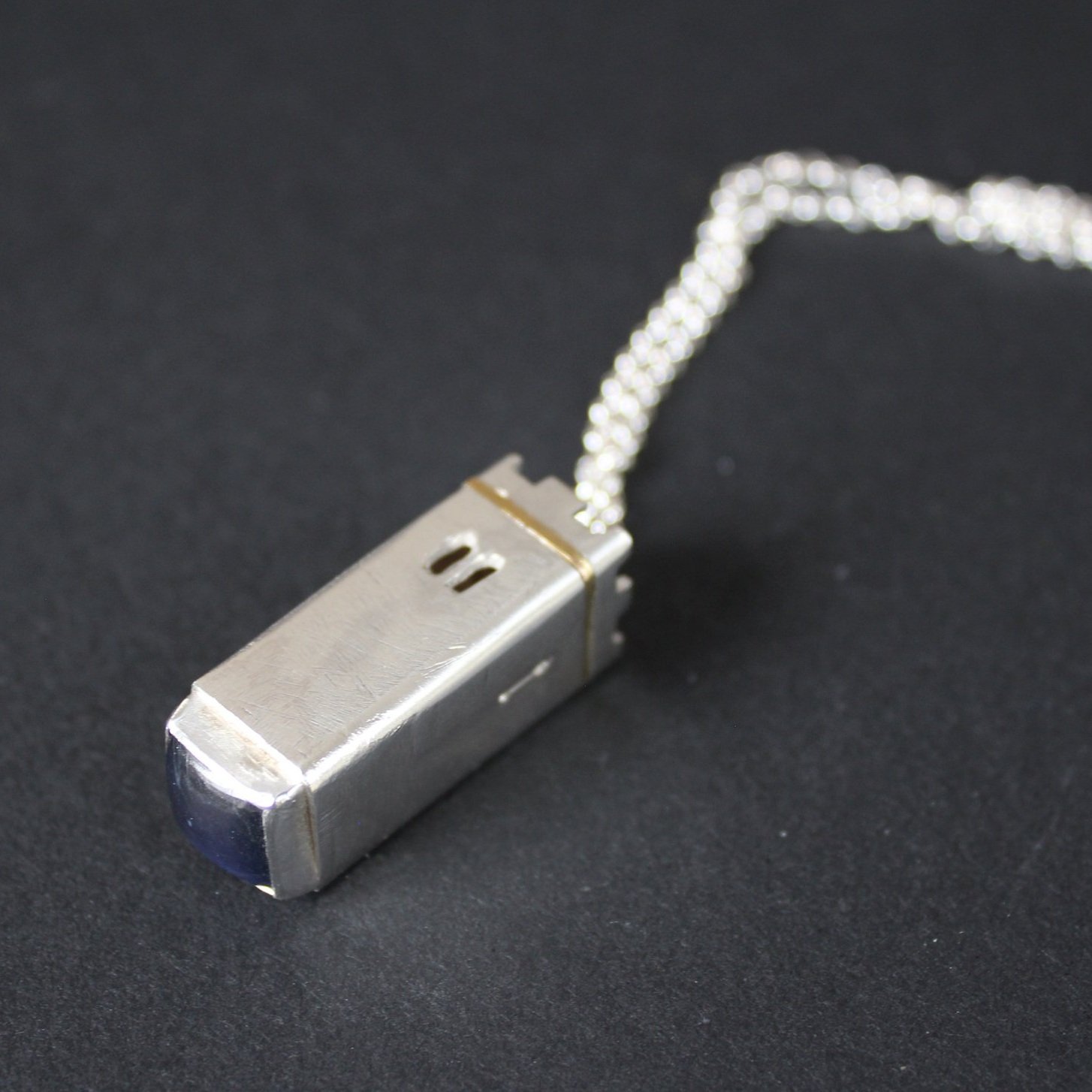 Square Iolite Tower Pendant