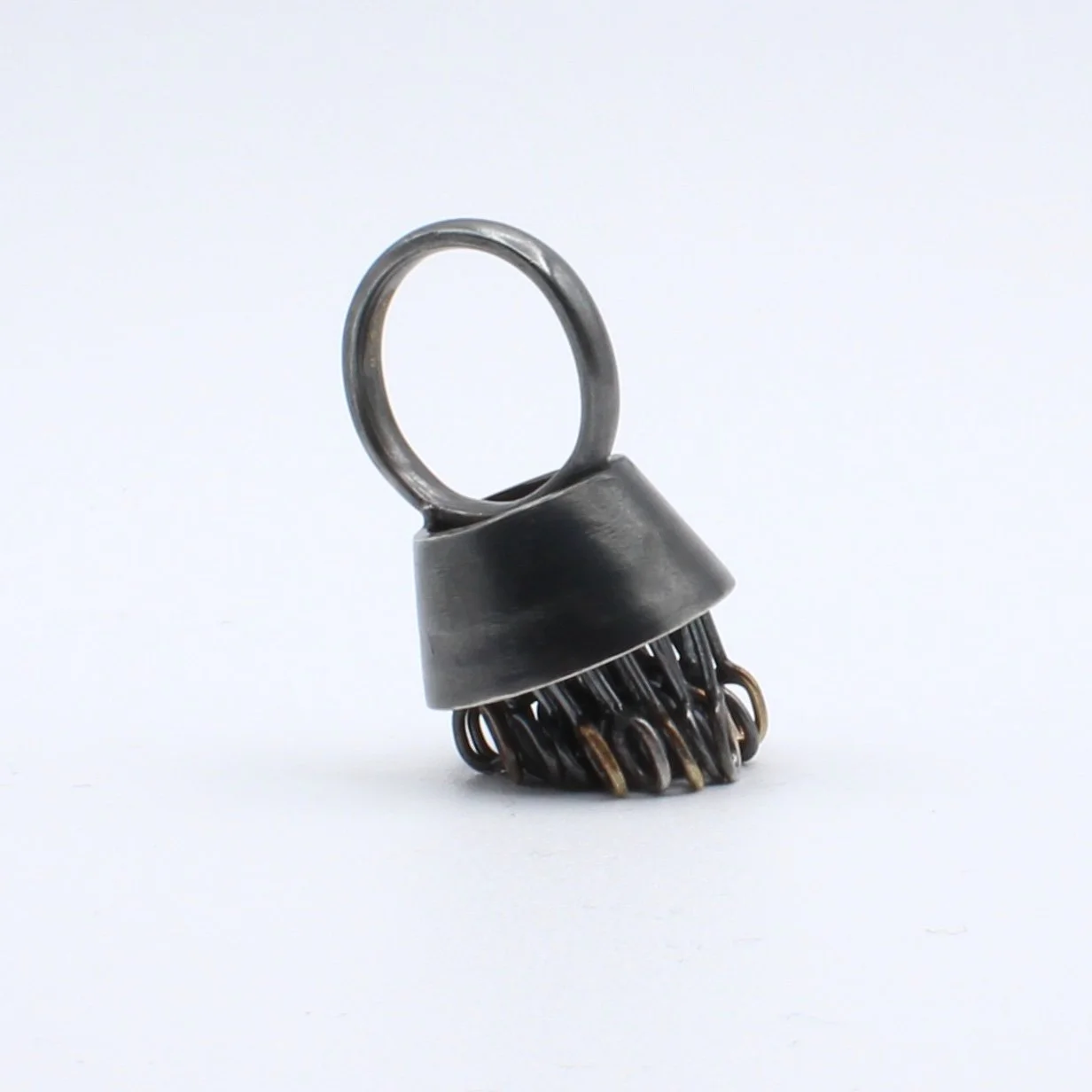 Women's Words Blackened Silver Box Ring