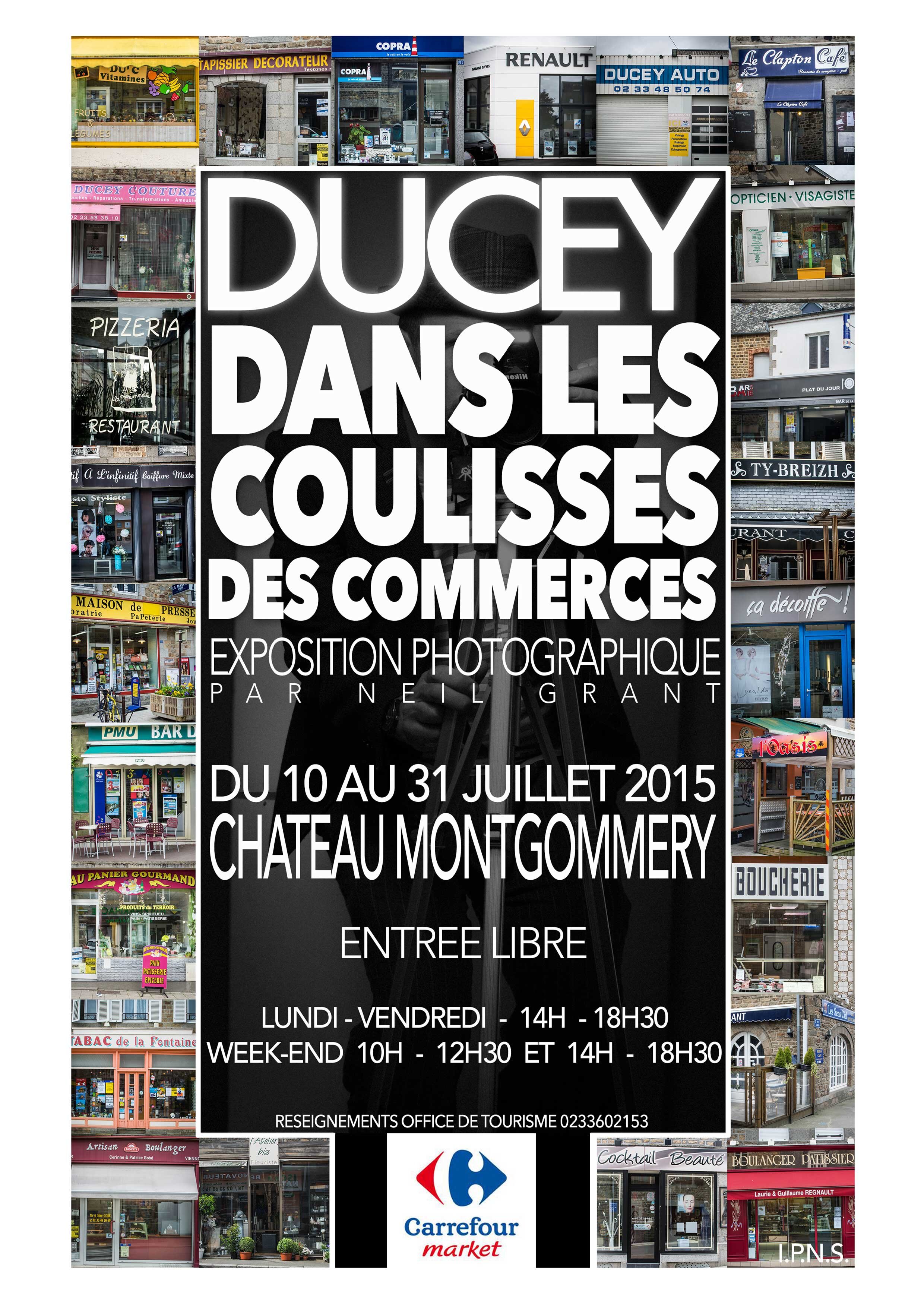 affiche expo photo  'ducey- dans les coulisses des commerces' photo-grant ducey-les-chéris