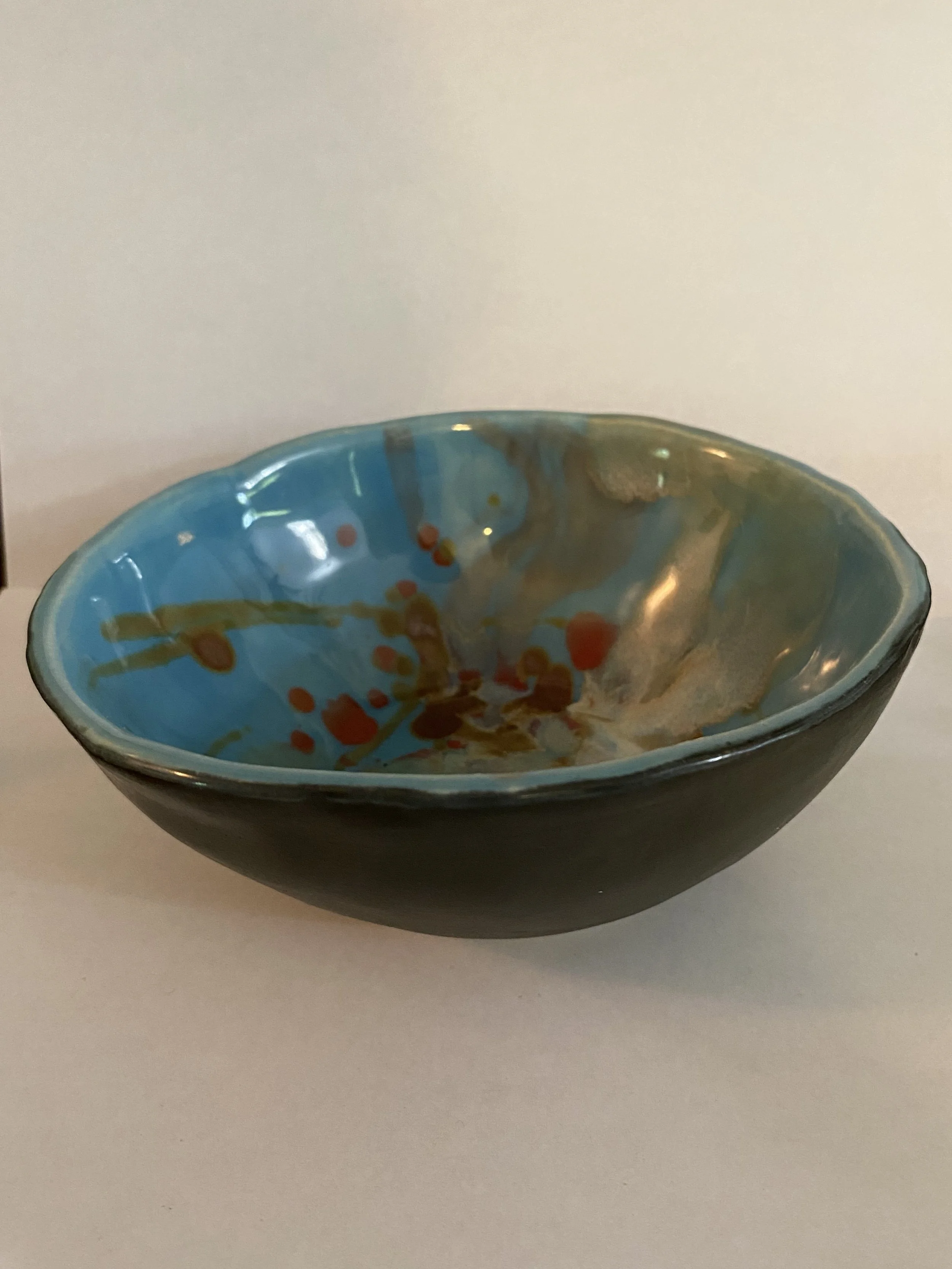 Blue spatterred bowl
