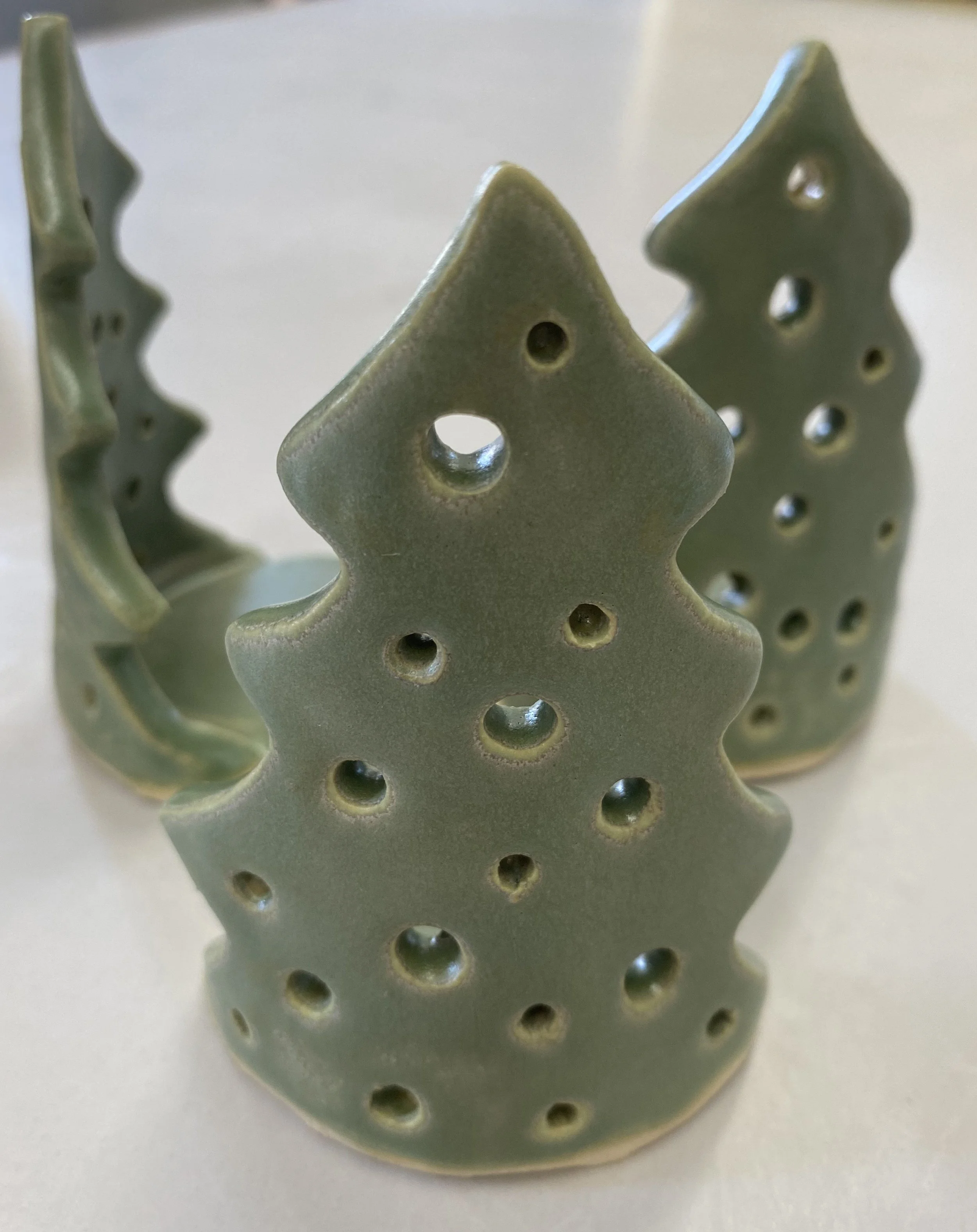  Tree tea light hand built pottery 5" tall 