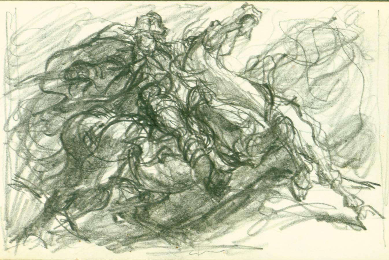 Sketch on Index Card of Napoleon on Horseback