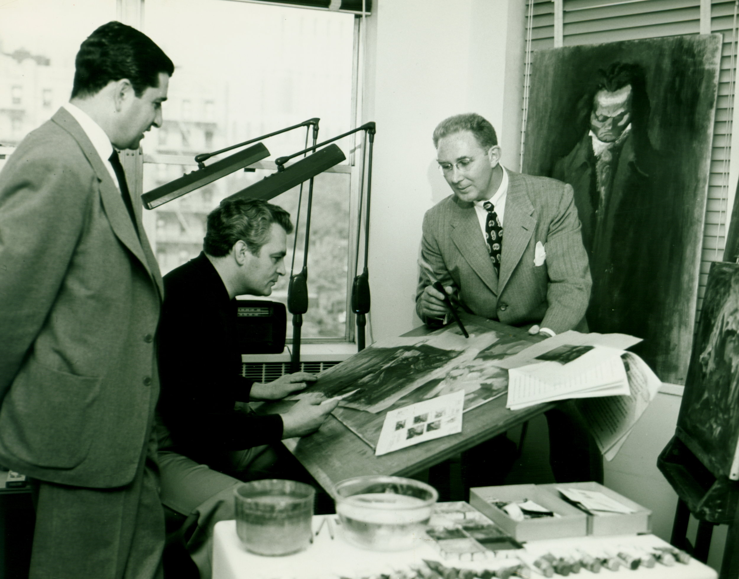 Gustav Rehberger with George Samerjan, Executive Art Director of Esquire & Fred (c. 1951)