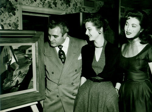  January 21, 1953 - Continental Copper &amp; Steel Industries, Inc. opening of “Metal at Work” at the Hampshire House.  Ernest Jarvis, Gustav Rehberger  &amp; Actress Dagmar 