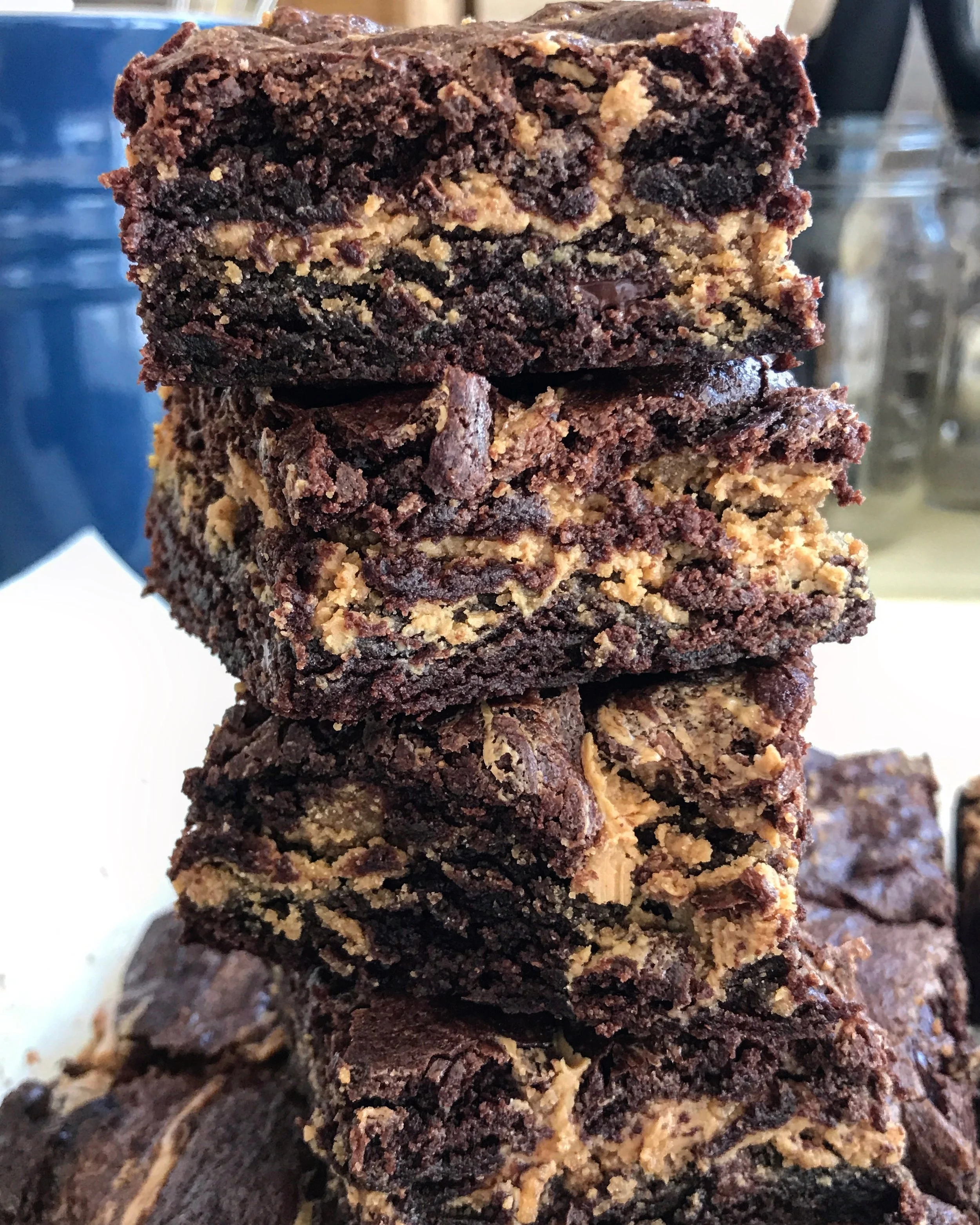 PEANUT BUTTER STUFFED GRAHAM CRACKER BROWNIES