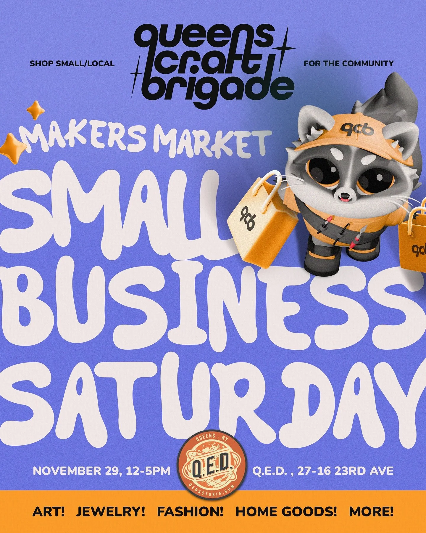 shop small!! with @queenscraftbrigade TODAY for small business saturday 11/29💜 meet ur local artists and get gifts for ur loved ones and crushes hehe from real creators who put their heart into their art, candles, home goods, accessories, and produc