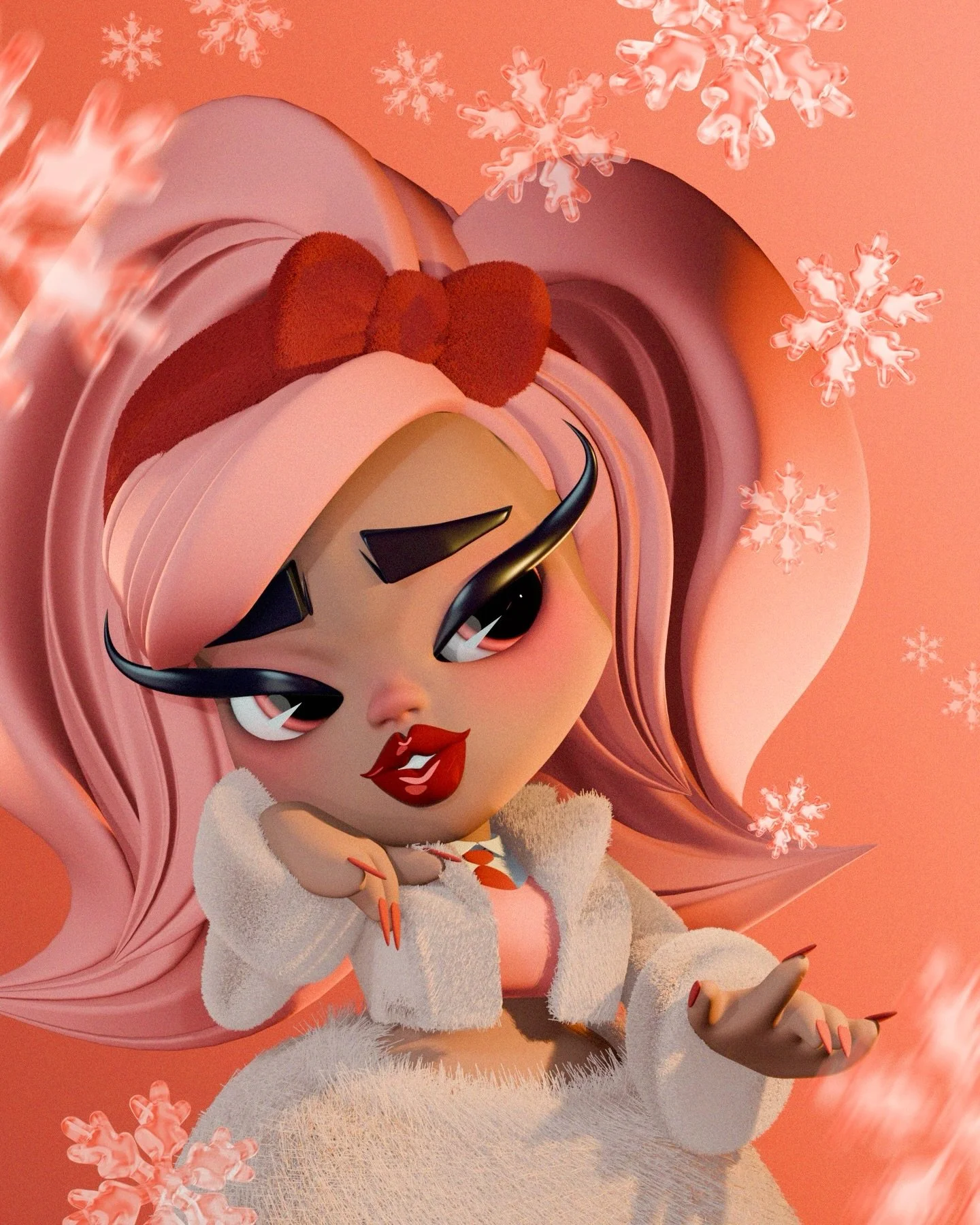 happy holidays my baddie babies!!❤️ wishing u all the wonder and love and let&rsquo;s remember to take time to play in the snow this season 🥰 excited to be learning fuzzyyyy textures in @blender.official !!!!!!🤭

#midnightskye #skyebolluyt #blender