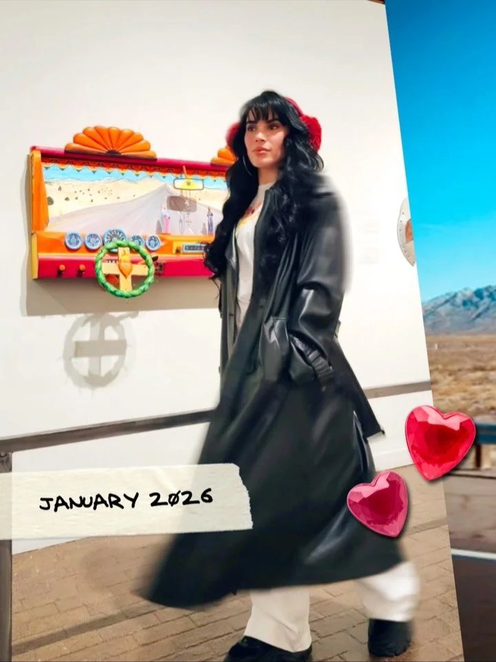 a love letter to january 🥰 maybe I&rsquo;ll do these lil photo dump scrapbook at the end of every month? you and I will find out togethaaa hehe

 1. my fav artwork by Luis Tapia at @museumofinternationalfolkart 
2. on the road to Santa Fe
3. big sib