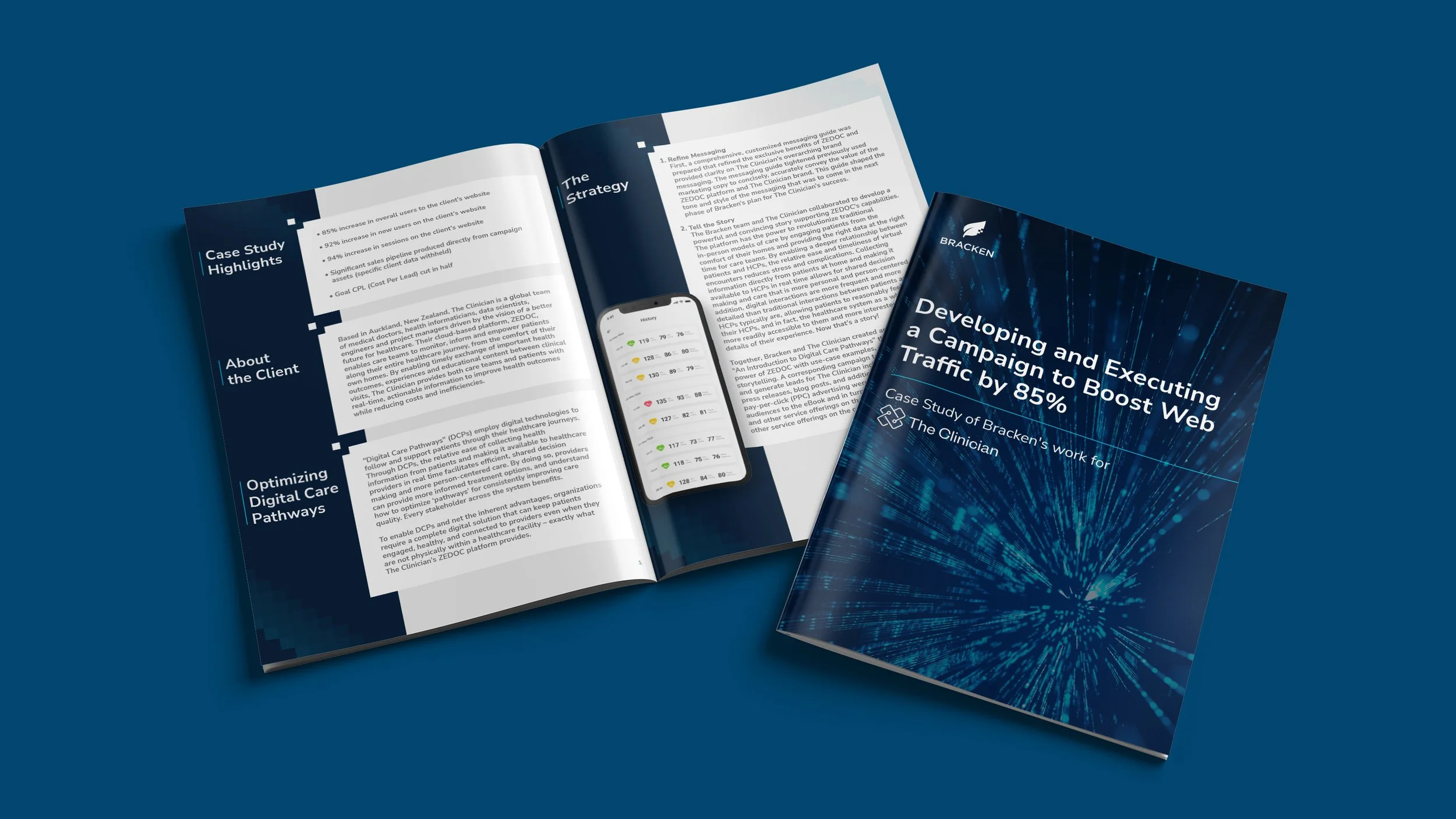 Case Study - Created original layout design/template based on Bracken's visual language