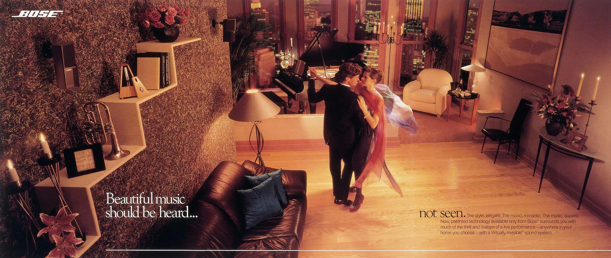 A few sets for Bose . Notice the baby grand piano in the background of the last set with the couple dancing? That shows how large the set really was. _________________________________________________________