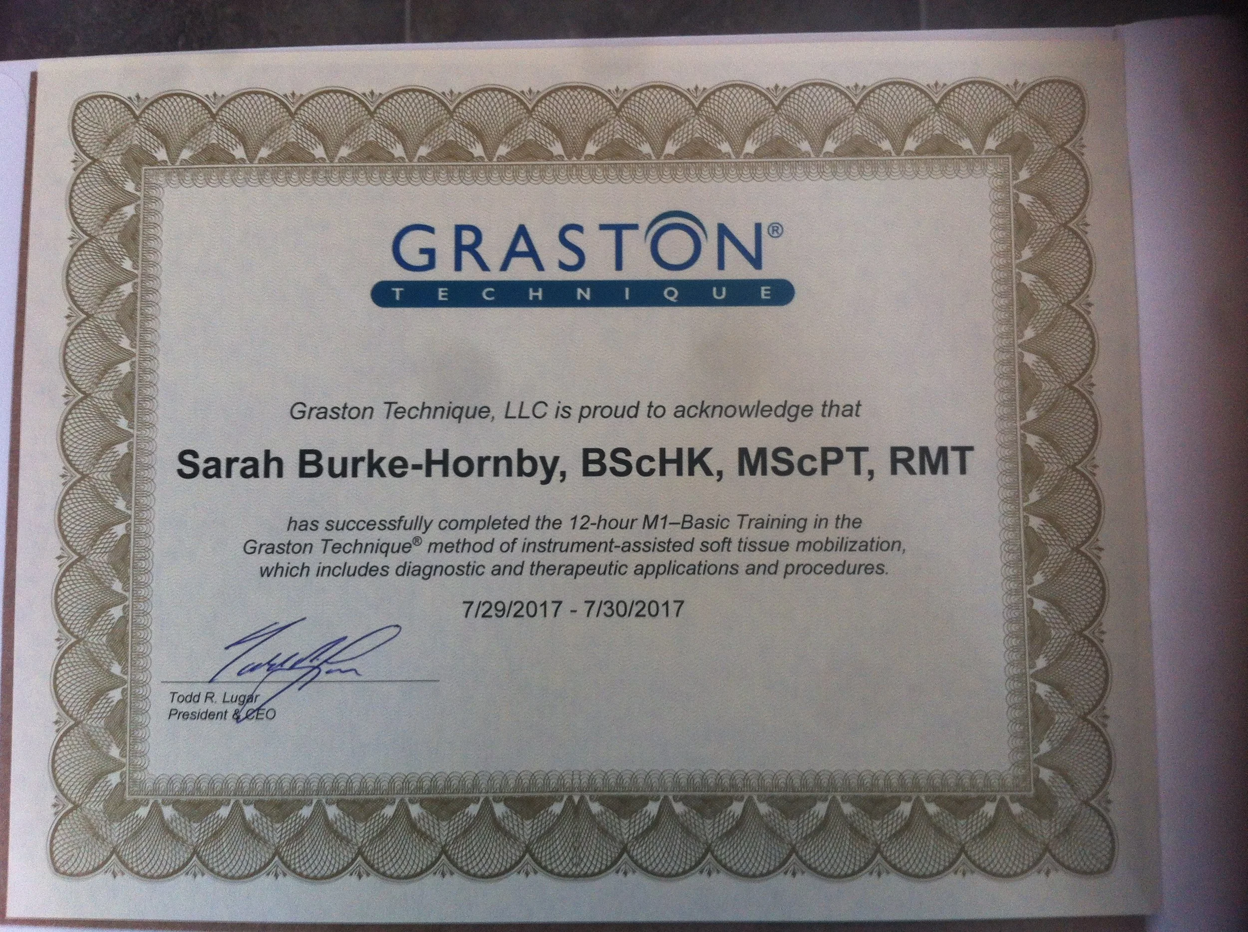 Sarah is Now a Graston Technique Provider