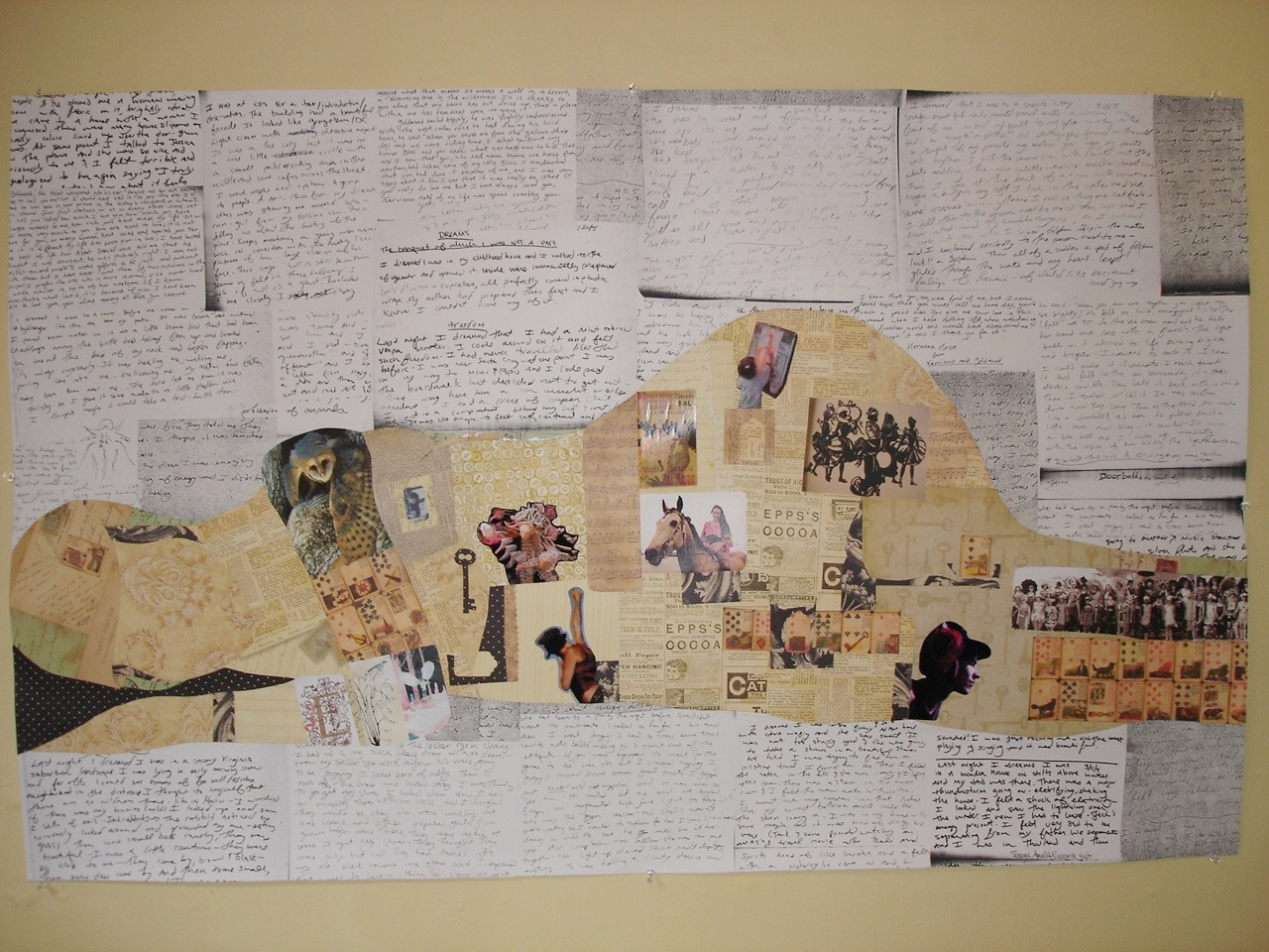 Dreaming Self collage with dream journal entries~ 3x5 ft.
