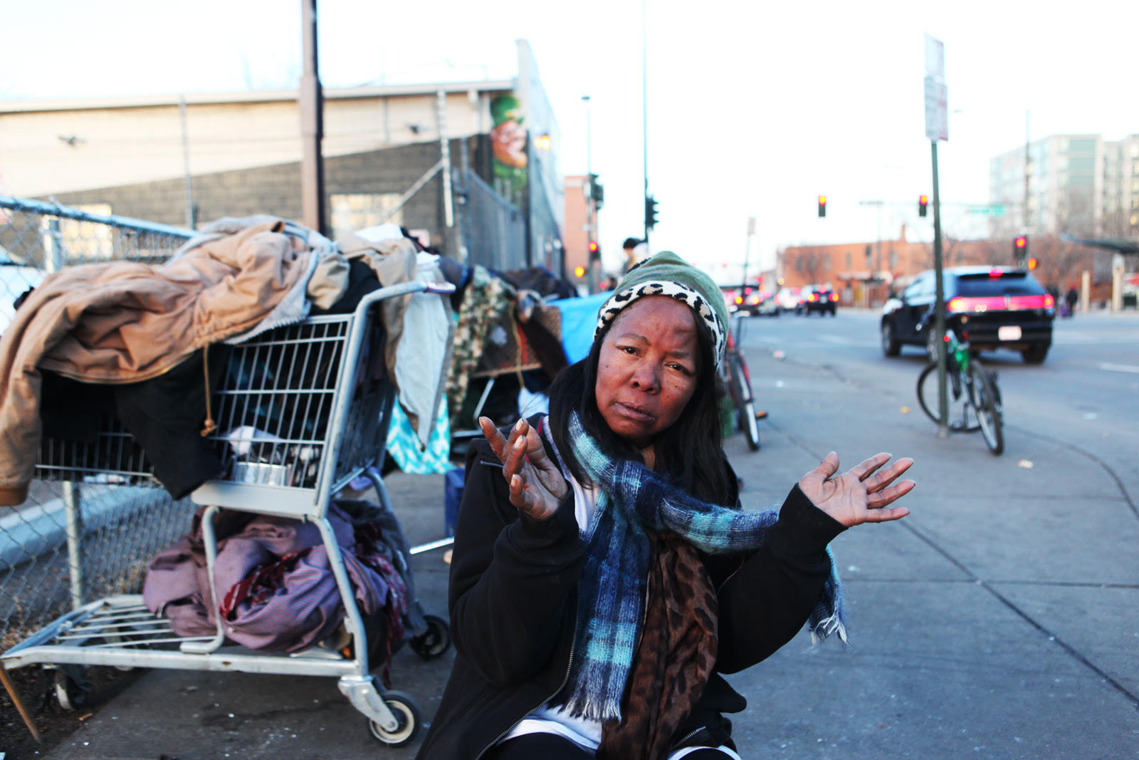 Diane Lorene Cox on the sidewalks of downtown Denver. Credit: Andrew Kenney . Originally published in March 2016 issue of Denver VOICE .