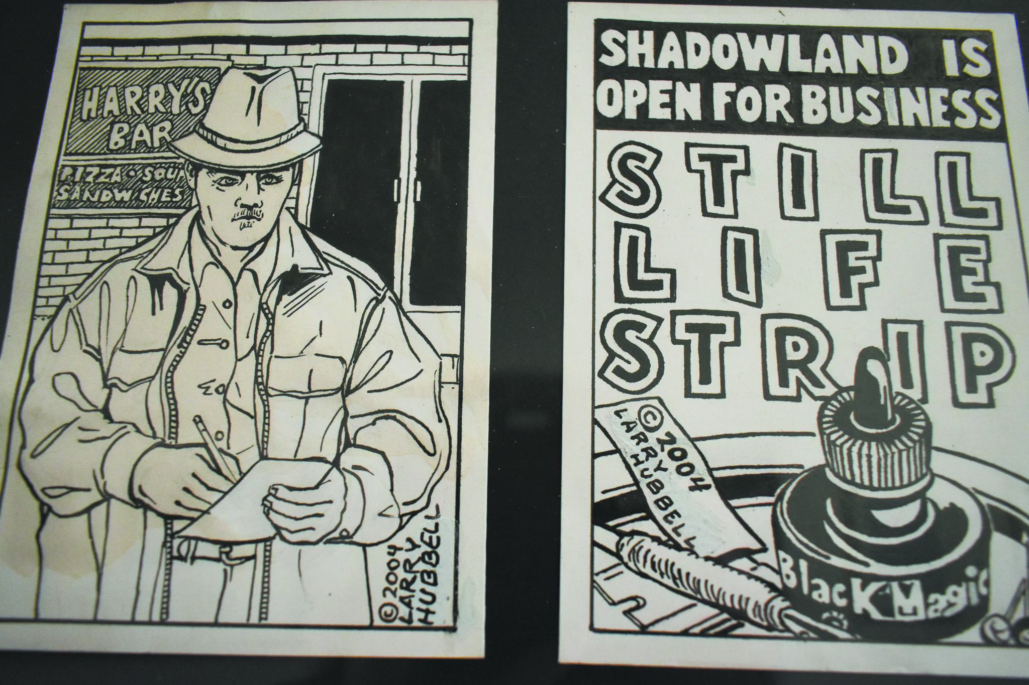   On the walls of the hallway  hang artwork and comics by well-known artist Larry Hubbell, also known as Harry Lyrico. An artist who experienced occasional homelessness, Hubbell passed away in December 2018 after a hit-and-run accident in New Mexico.