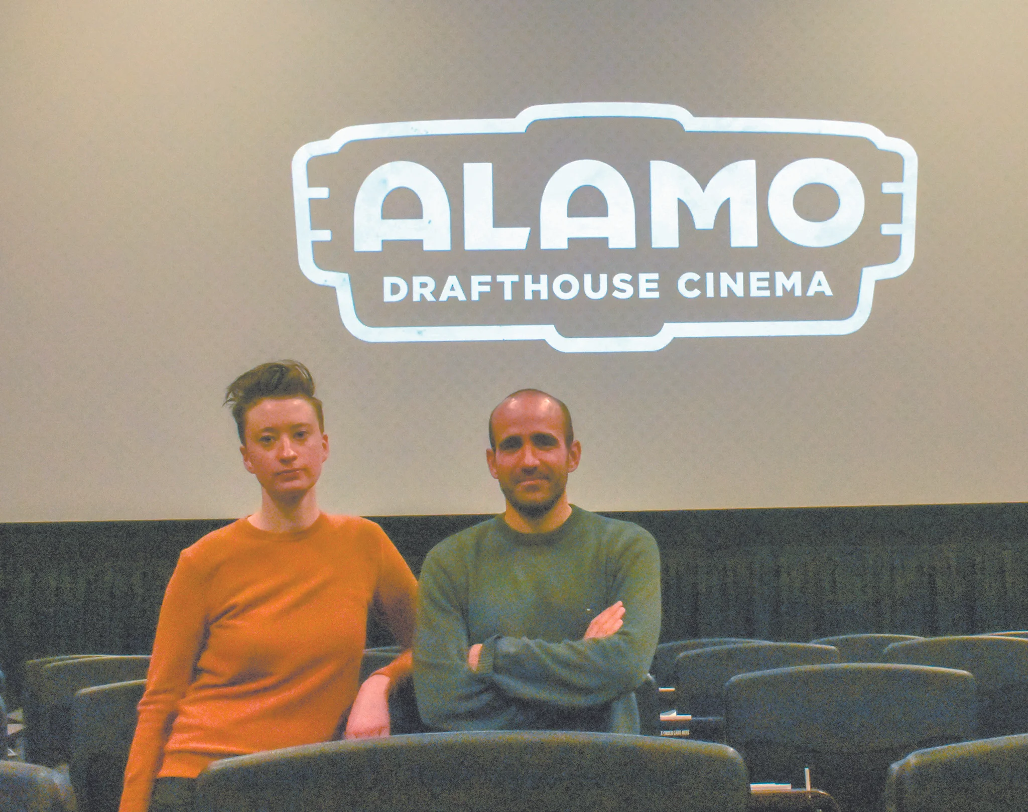 “Right To Rest” filmmakers Sarah Megyesy (left) and Guillermo Roques (right) at a March 5 screening of their documentary at the Alamo Draft House Sloans Lake. (Credit: Sarah Ford)