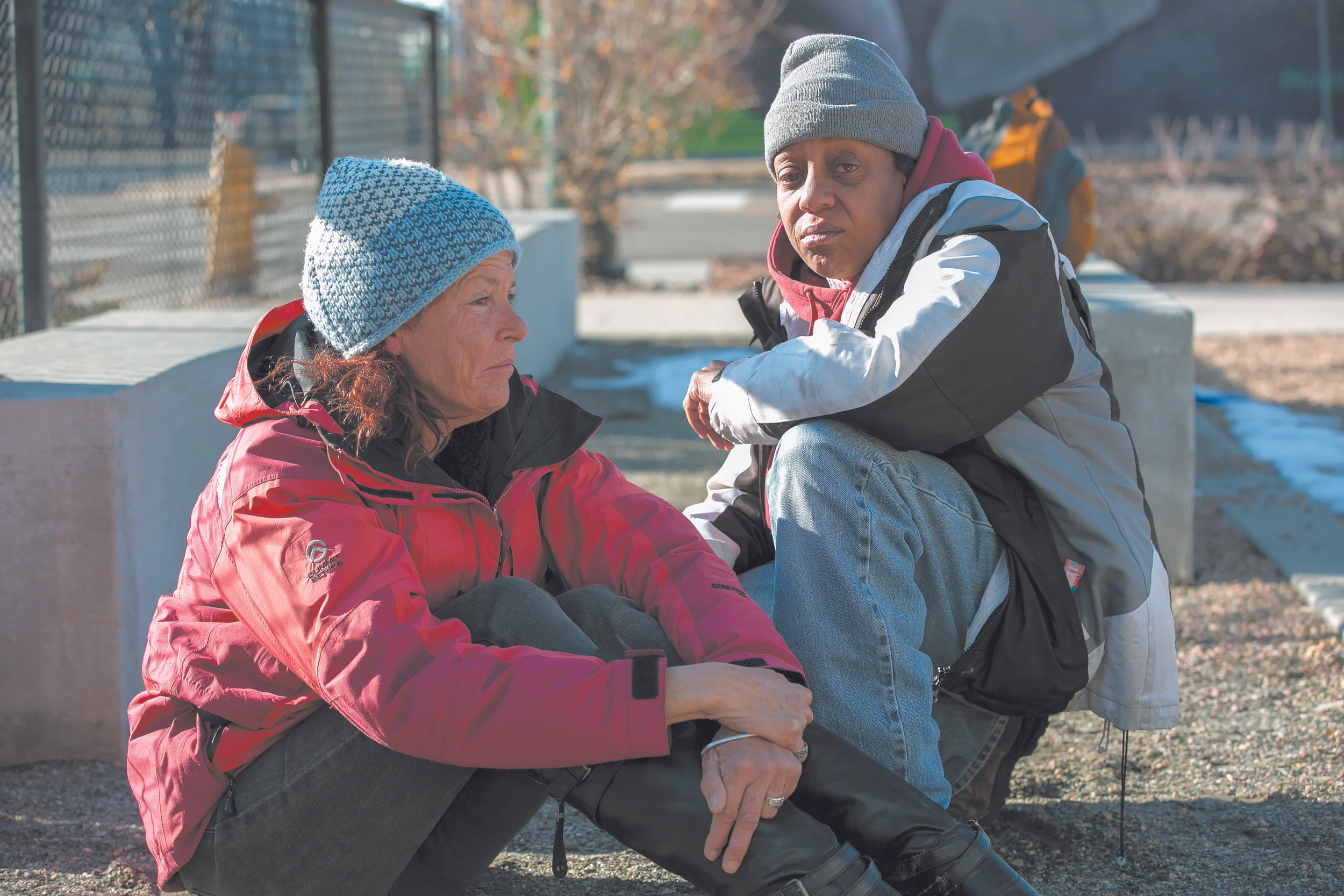 Tracy Seller (left) with wife Allena Hunn (Credit: Giles Clasen)