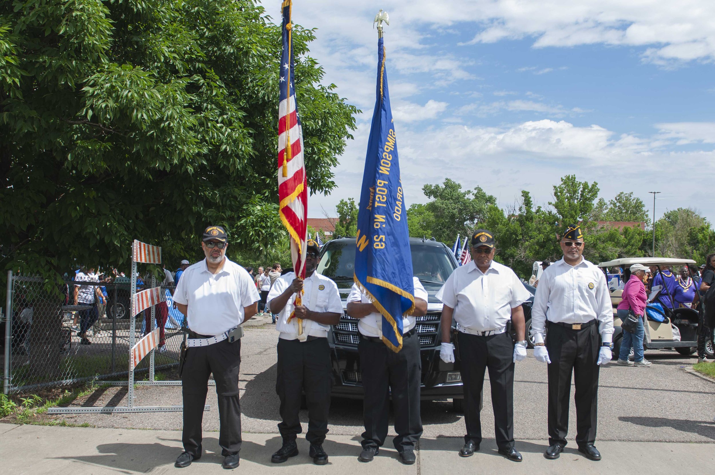    The Wallace Simpson American Legions, Post 29 prepare to lead the crowd and start the annual Juneteenth parade.   