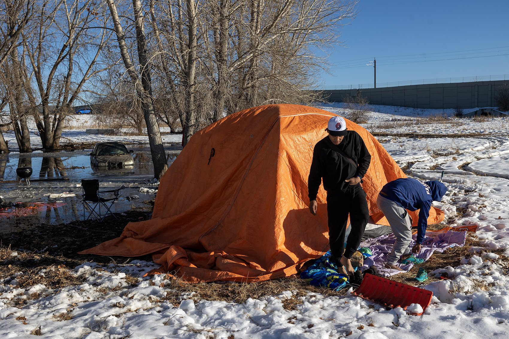  New migrants move into an encampment sweep earlier in the week. Credit: Giles Clasen 