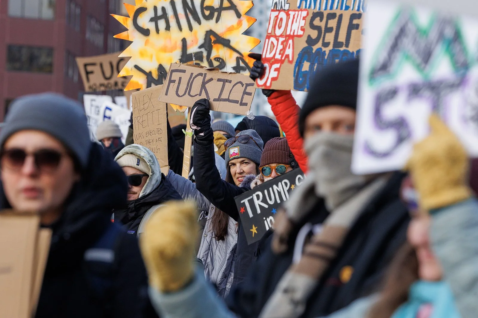‘They shot and killed someone in broad daylight!’ Protesters line Broadway after ICE shootings spark national outrage